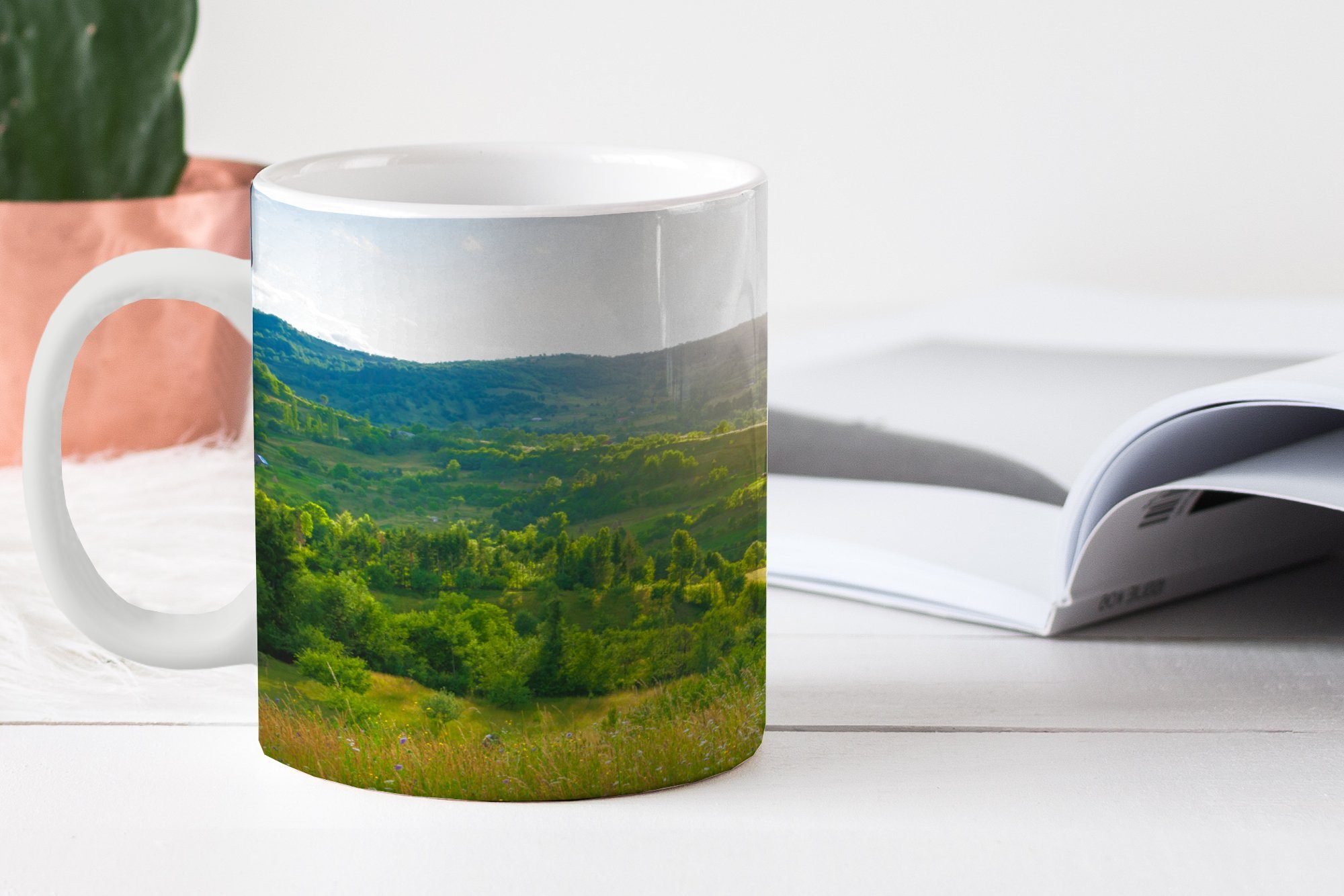 Geschenk - Keramik, Becher, MuchoWow Tasse Teetasse, Sonne Sonnenaufgang, Landschaft - Natur Kaffeetassen, - Teetasse, Wald -