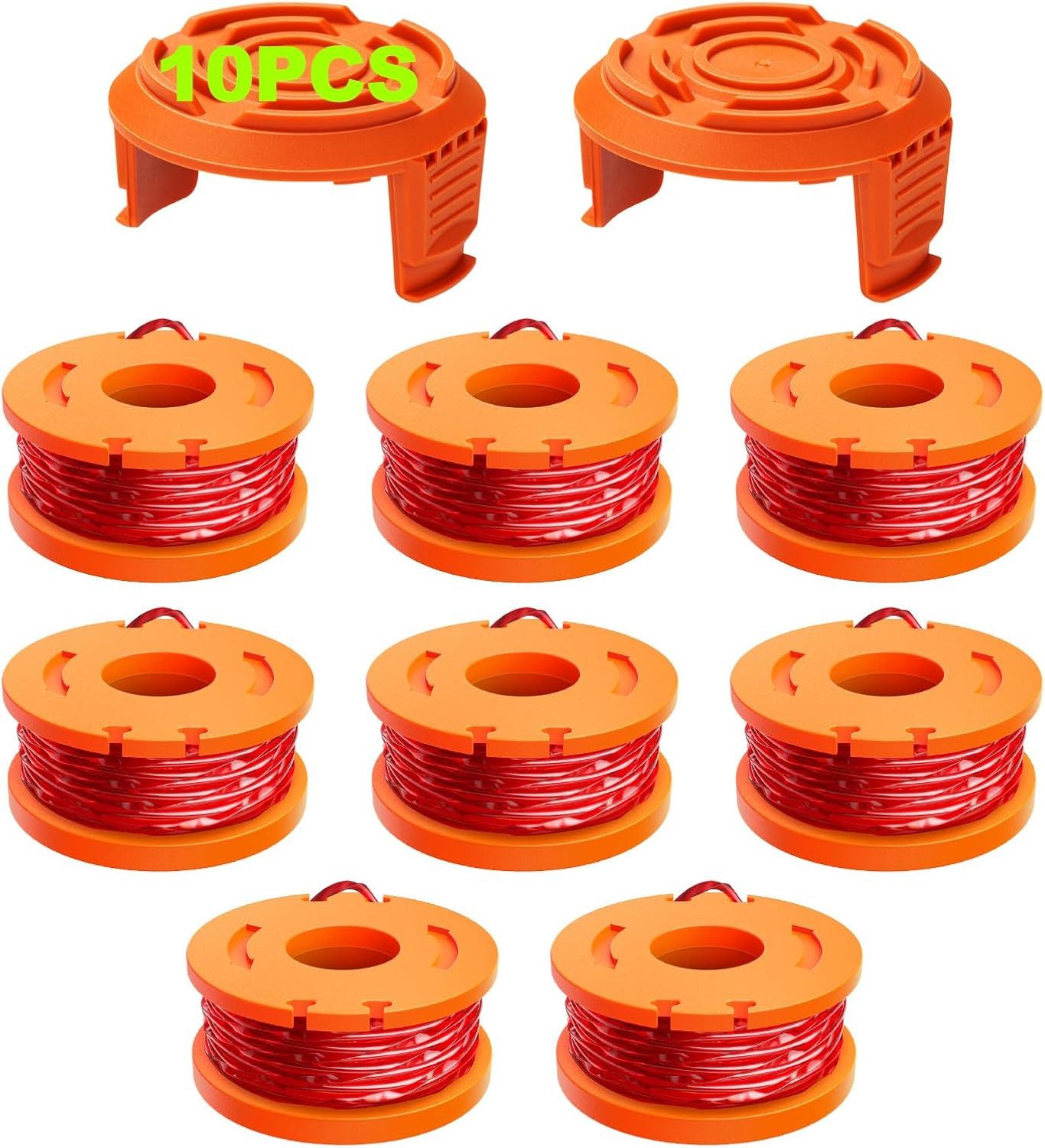 FELIXLEO Führungsschiene 10er Set Spule für Worx 20V Rasentrimmer 1 65mm Fadenspule mit Kappen, (1-St)