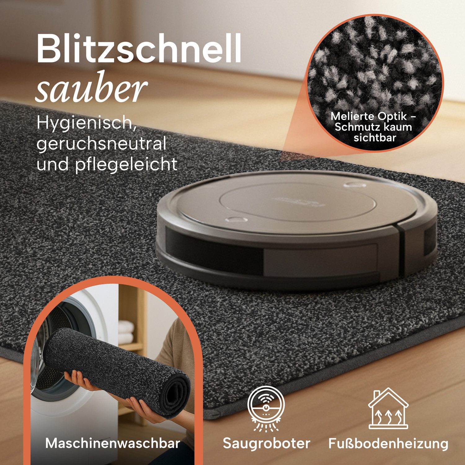 Blumtal Fußmatte Fußmatte außen & innen mit wasserdichter TPR-Rückseite, Mikrofaser Schmutzfangmatte- rutschfeste Fussmatte innen – Bild 5 von 5