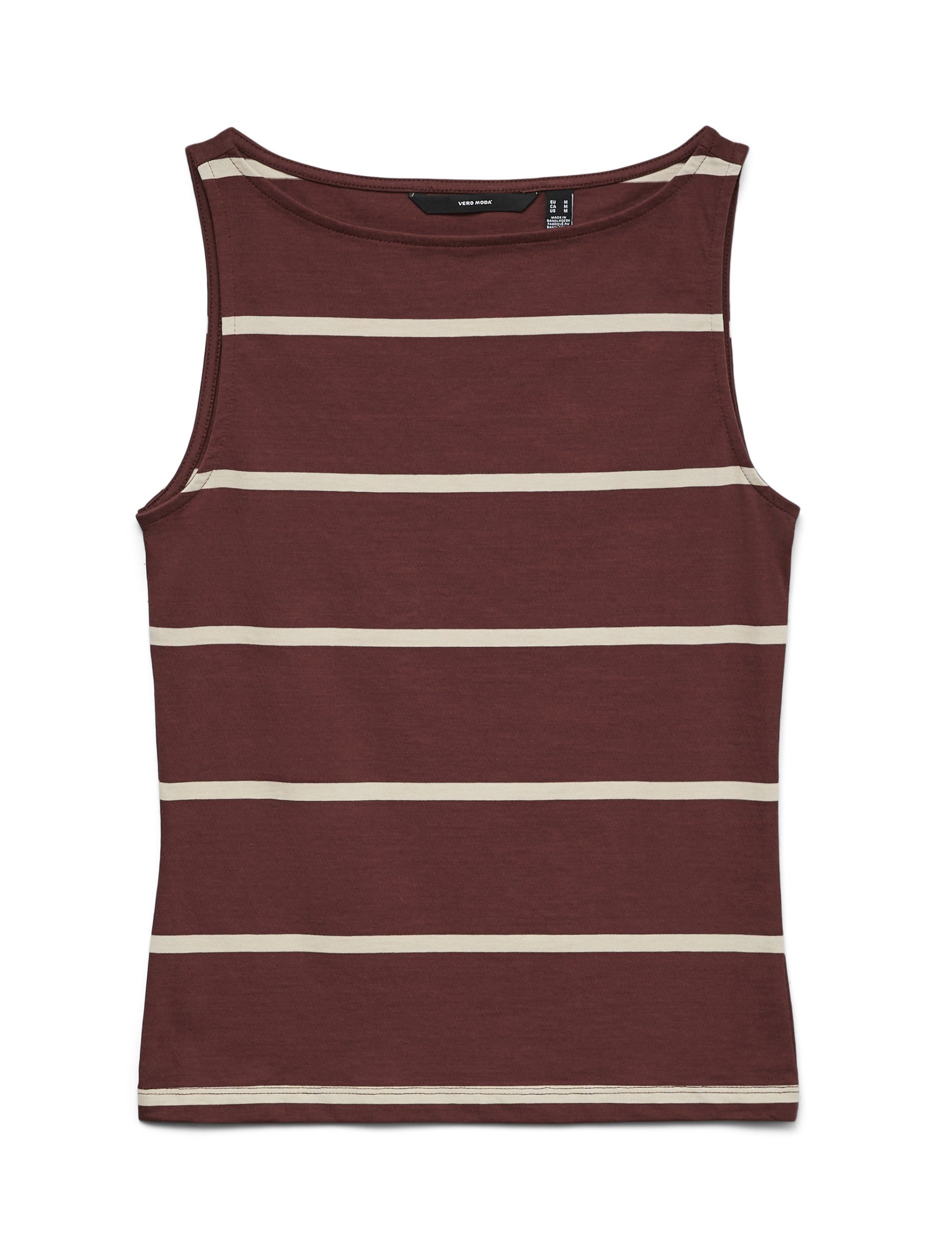 Vero Moda T-Shirt VMDINA SL BOAT NECK TOP JRS GA, Andorra/Oatmeal