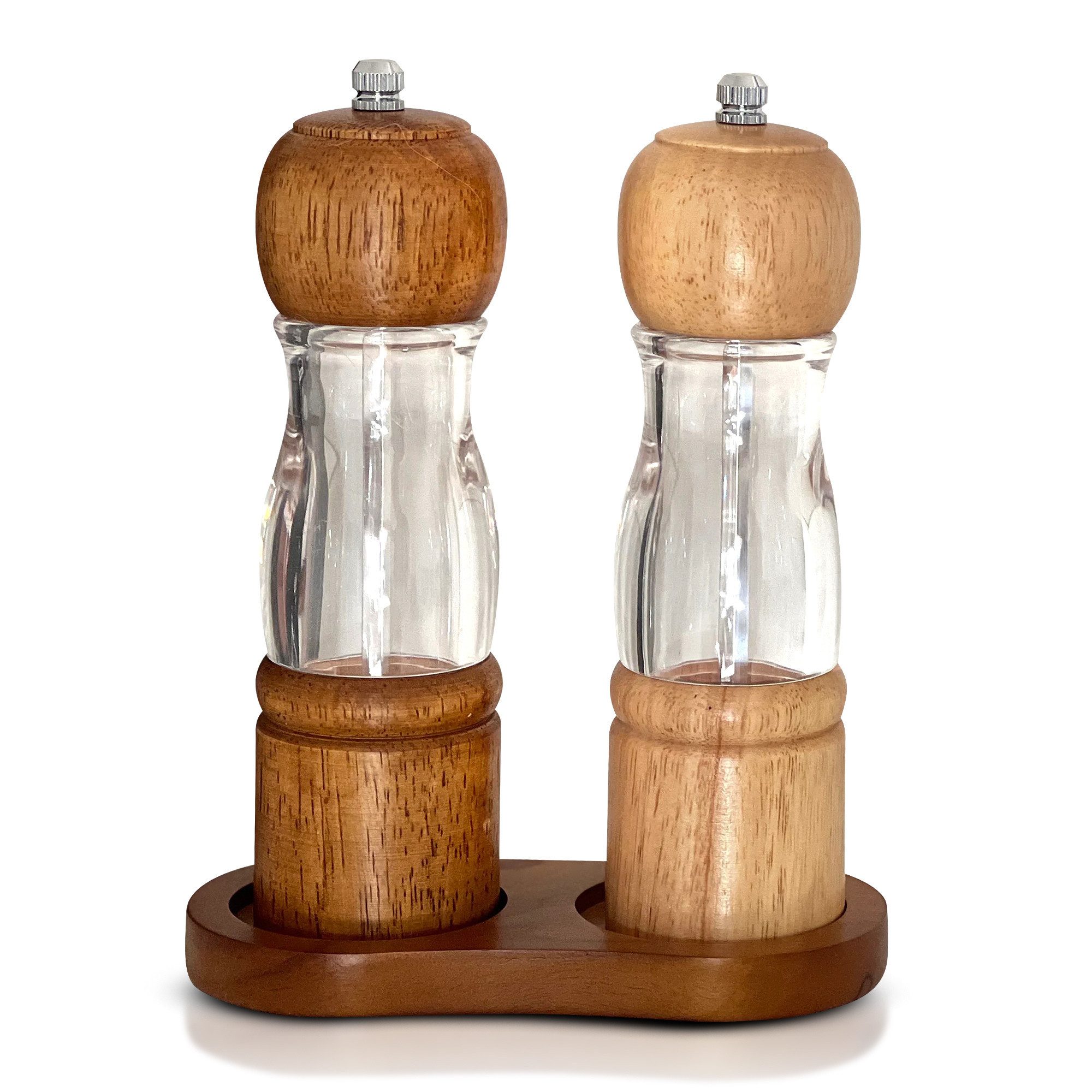 Salz-/Pfeffermühle LAYBA Salz & Pfeffermühlen Set 3-teilig mit Holzständer Gewürzmühle