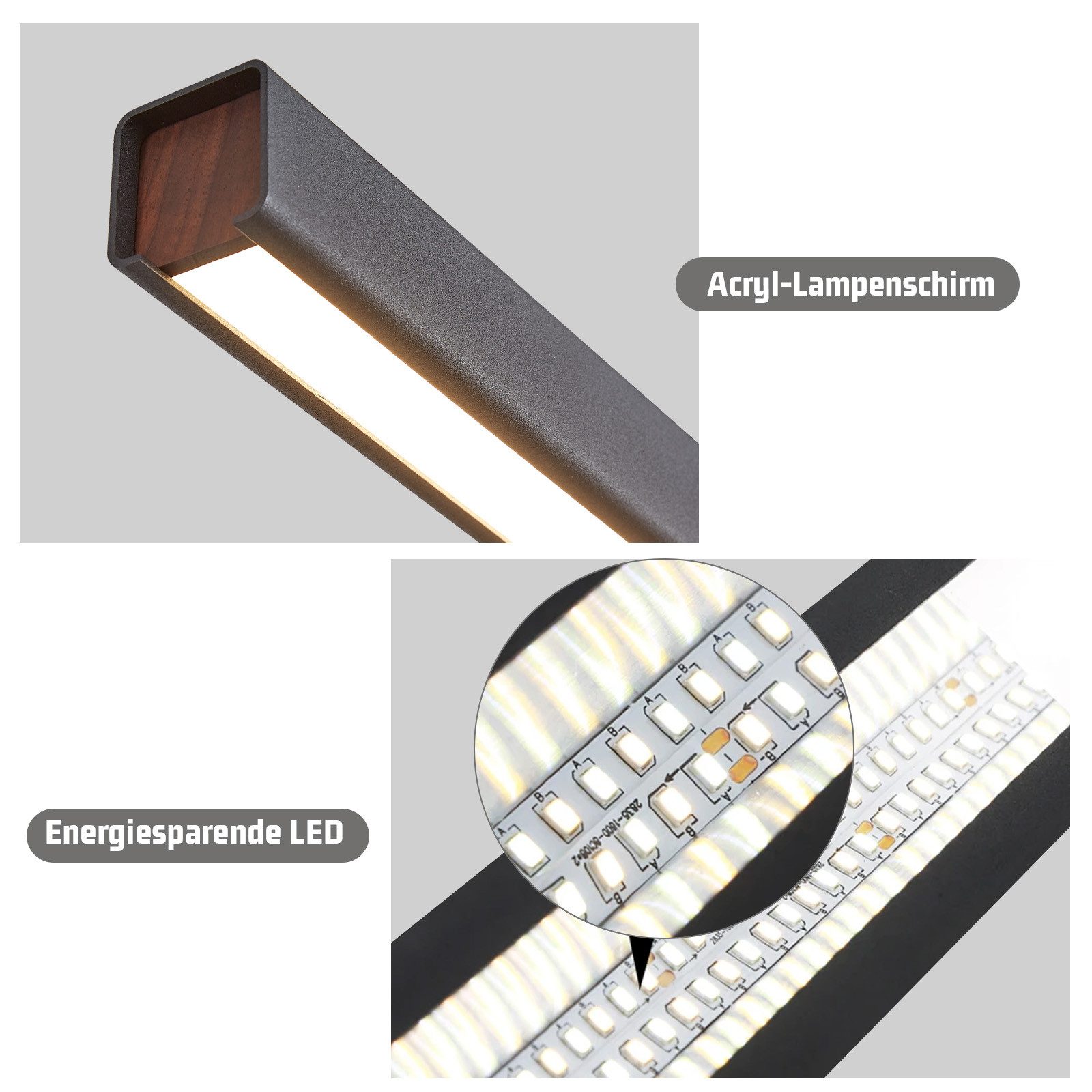 Nettlife LED Pendelleuchte Dimmbar Schwarz Esszimmer Modern 50W 148.5CM Hängelampe, Höhenverstellbar, LED fest integriert, Pendellampe für Küche Bar Wohnzimmer  – Bild 4 von 5