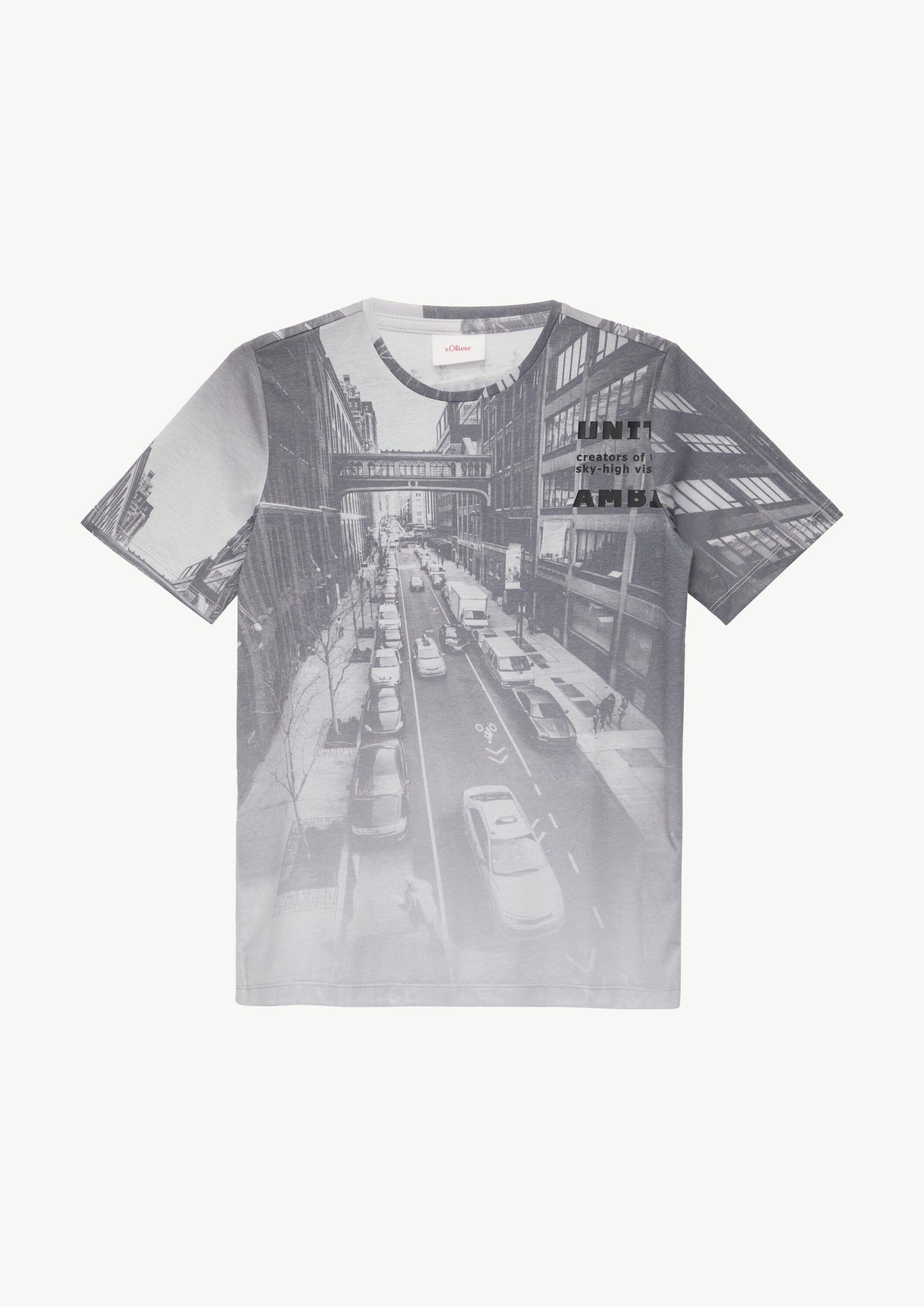 s.Oliver Kurzarmshirt T-Shirt T-Shirt mit All-over-Print