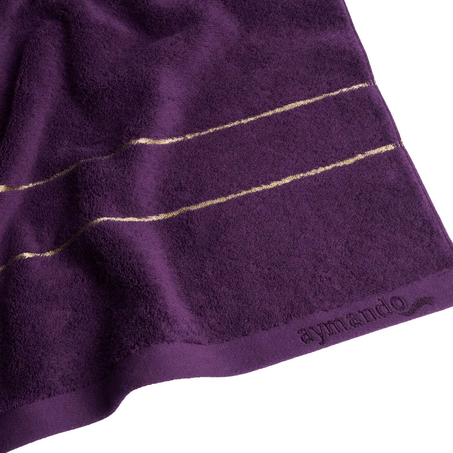 (2-St), Violet-Gold 70x140 Dark Aymando Badetücher Ägyptische Baumwolle Dubai, cm