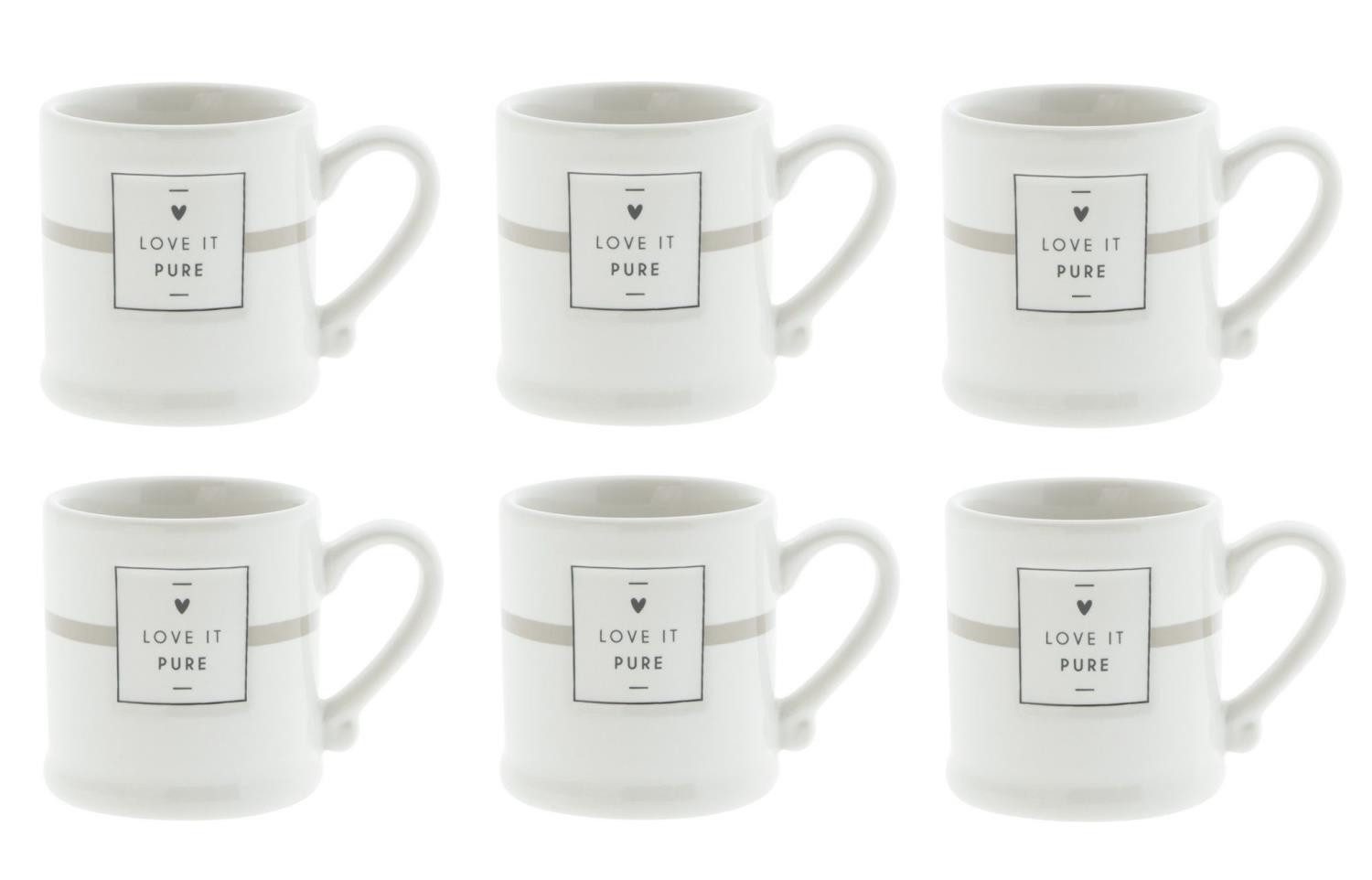 Bastion Collections Espressotasse Beige Titan, Keramik, Spülmaschinengeeignet, Weiß, Motiv: Herz