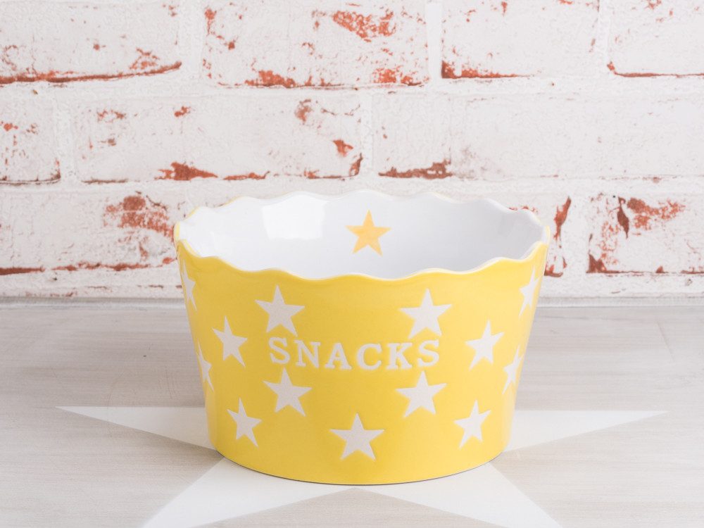 Krasilnikoff Schale Krasilnikoff SNACKS Schale GELB mit weißen Sternen