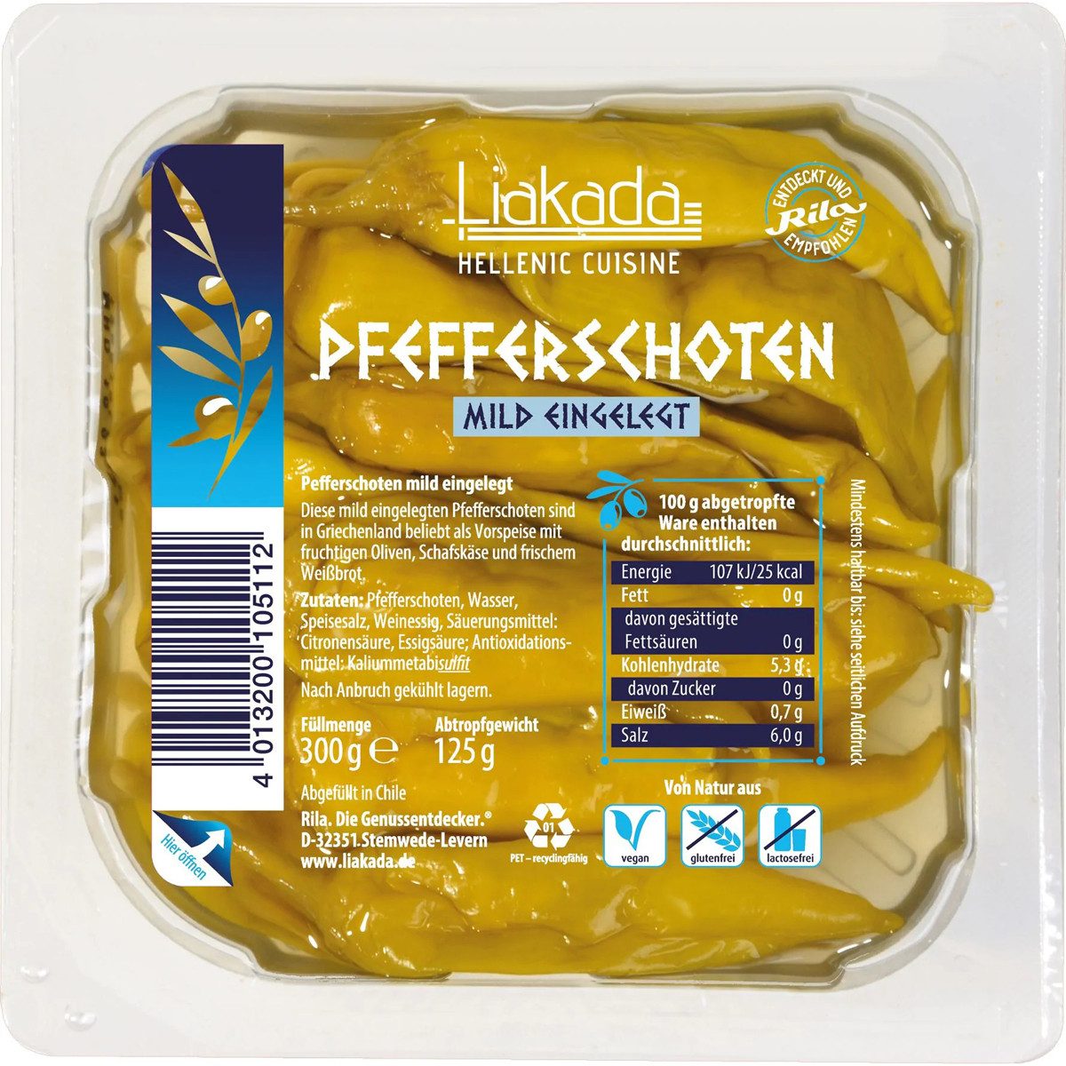 Liakada Gemüsekonserve, Liakada Pfefferschoten mild ATG 125g