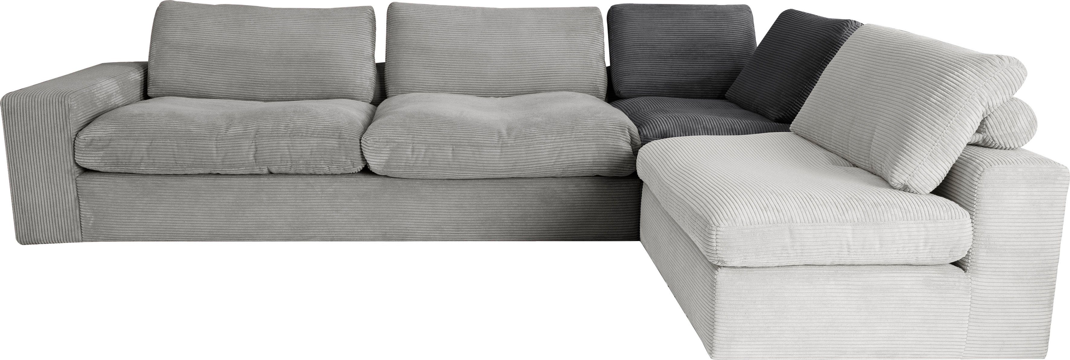 alina Ecksofa Sandy, mit losen Sitz und Rückenkissen, in modernem Cordstoff