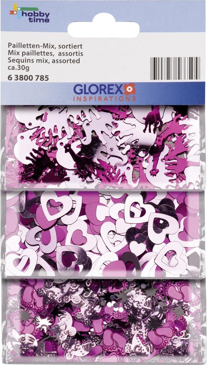 Glorex Bastelnaturmaterial Glorex Pailletten-Mix rosa/pink, 30 g