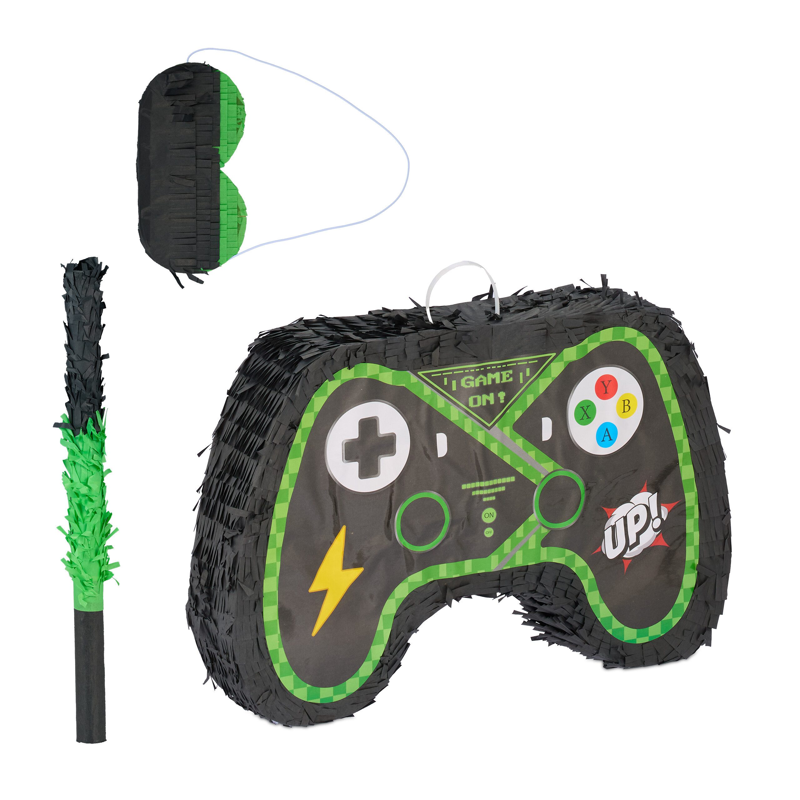 relaxdays Pinata Set Controller mit Stab und Maske