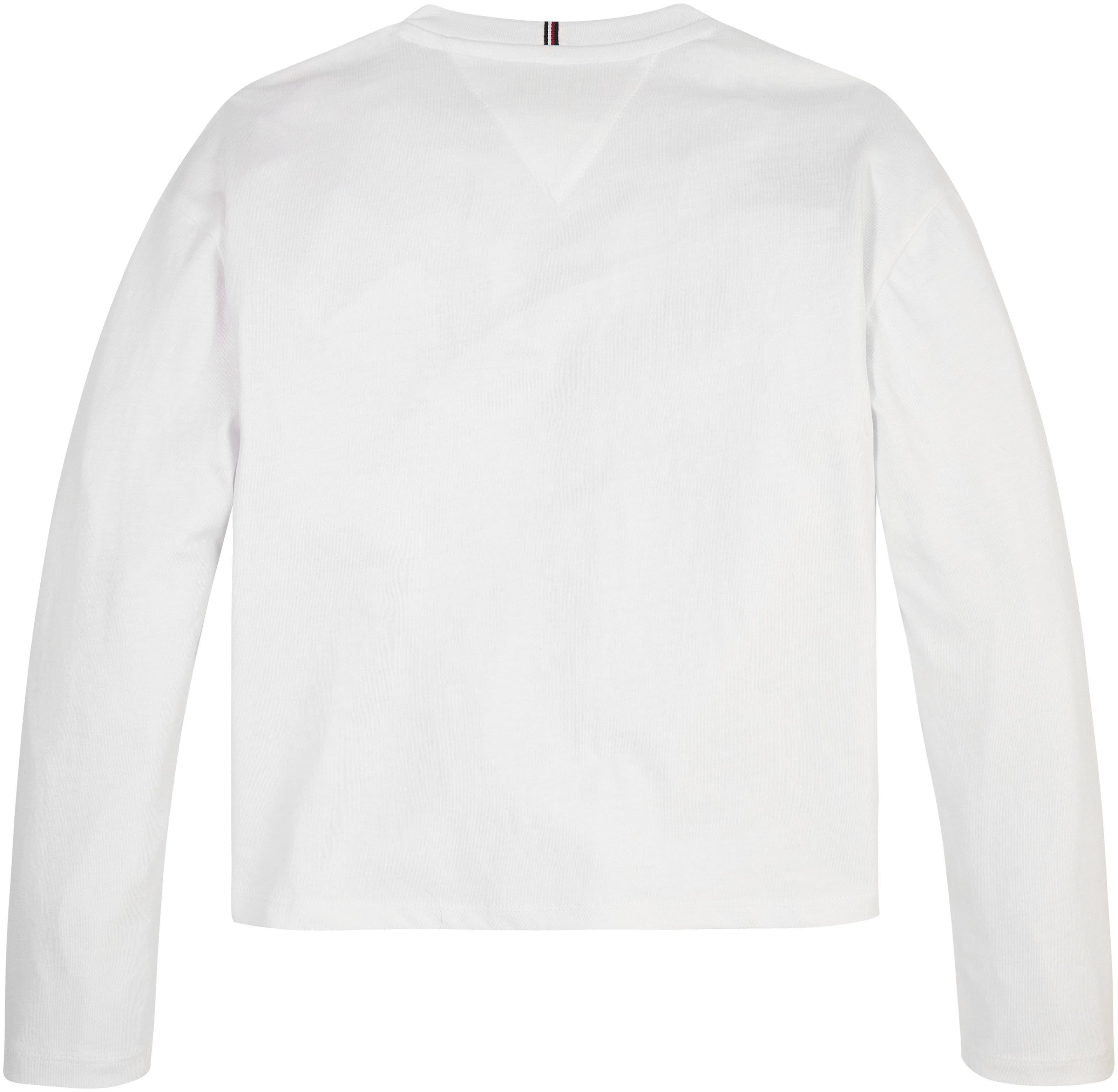 TEE L/S Tommy & MONOTYPE Flag Hilfiger mit Langarmshirt Logo-Schriftzug Hilfiger White