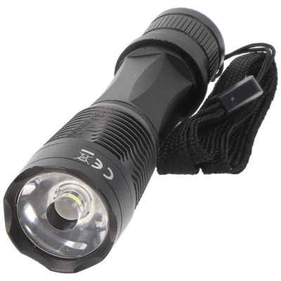 Arcas LED Taschenlampe 1 Watt LED Taschenlampe schwarz inklusive Alkaline Batterie