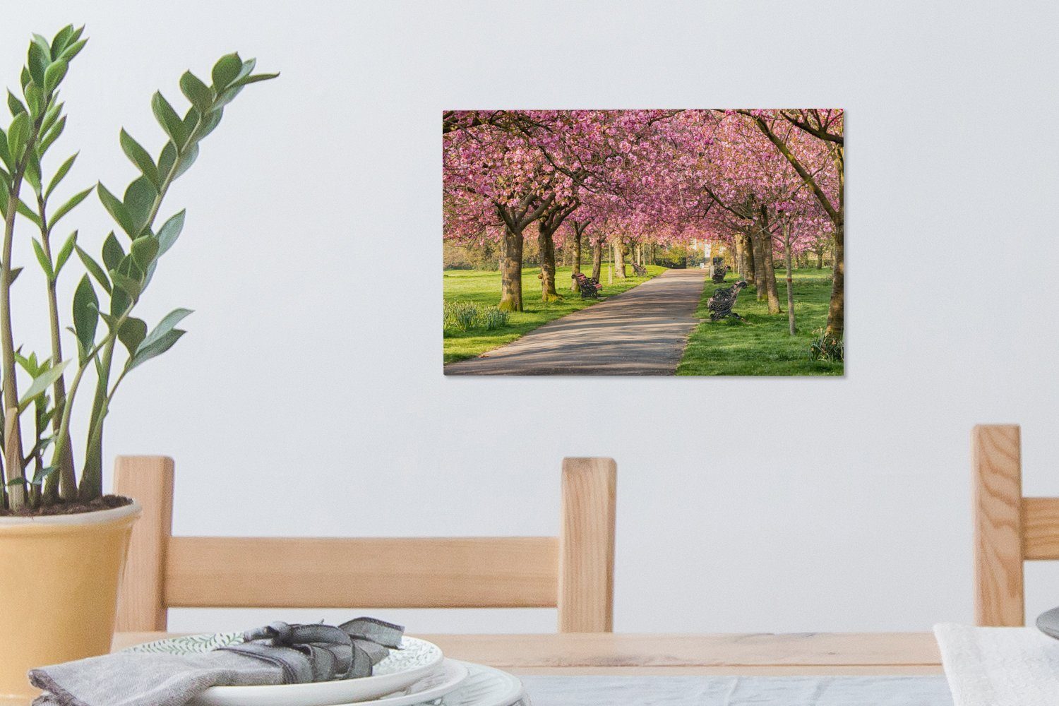 St), Bäume Rosa, Leinwandbilder, 30x20 Leinwandbild - Wandbild - cm Wanddeko, Blüte Aufhängefertig, OneMillionCanvasses® (1