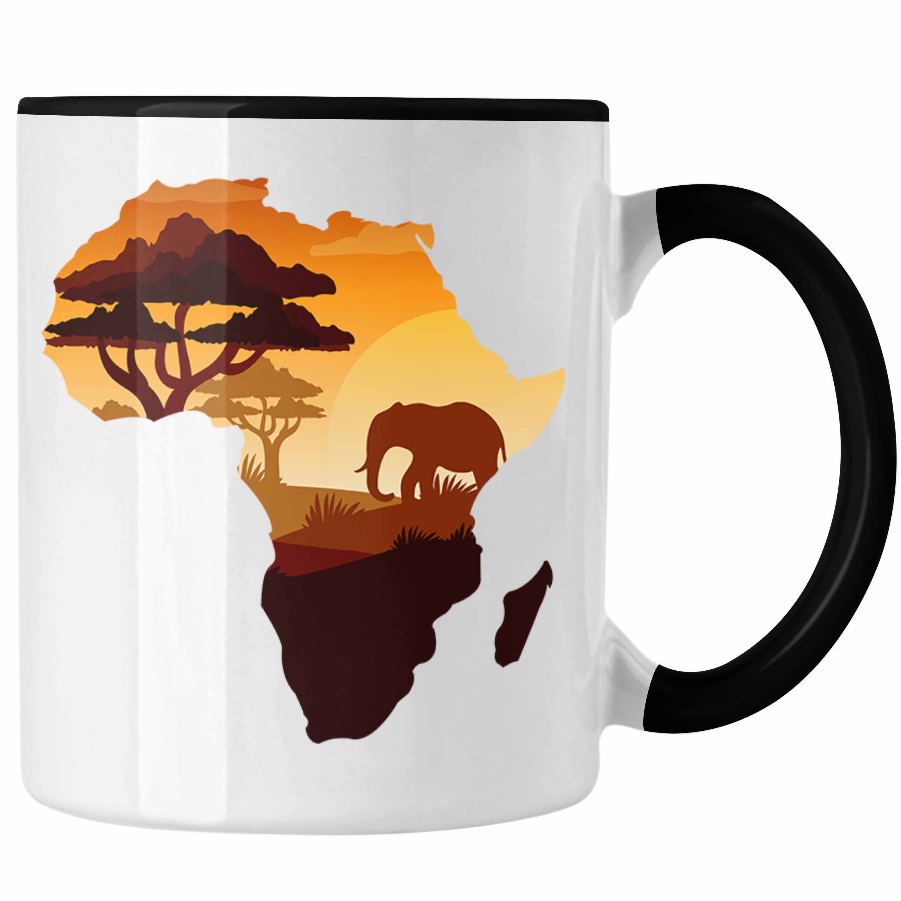 Trendation Tasse Tasse Afrika Safari Tierliebhaber Abenteurer Afrika Map Geschenkidee Schwarz