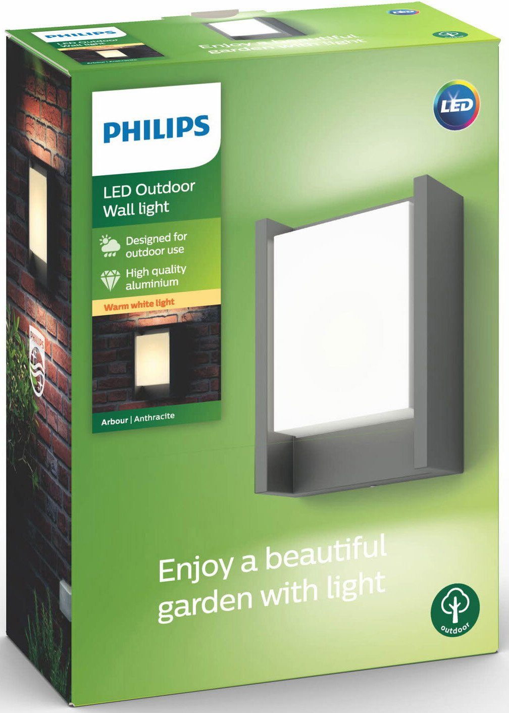 Philips Wandleuchte Arbour, LED fest integriert, Warmweiß, myGarden LED  Wandleuchte 600lm Anthrazit