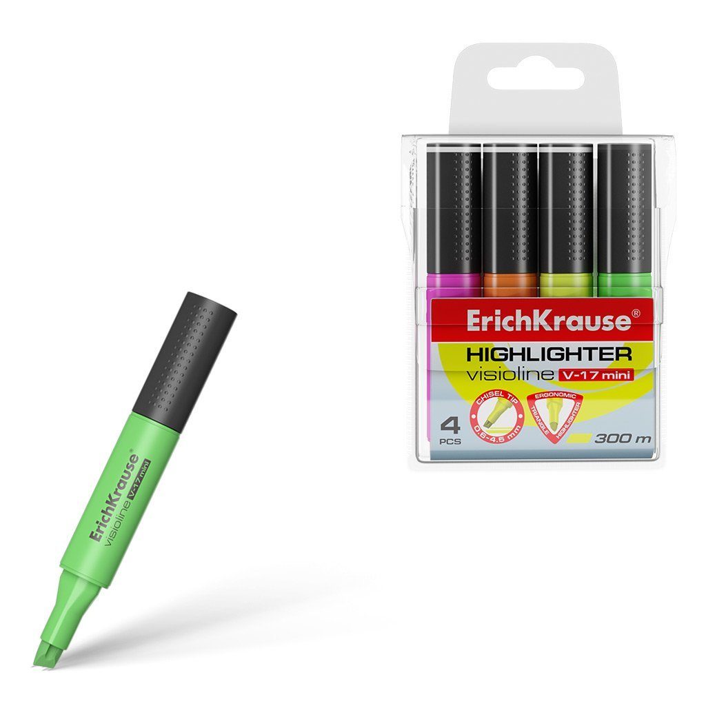 Erich Krause Marker, Textmarker V-17 Mini Neon 4er Set | Marker