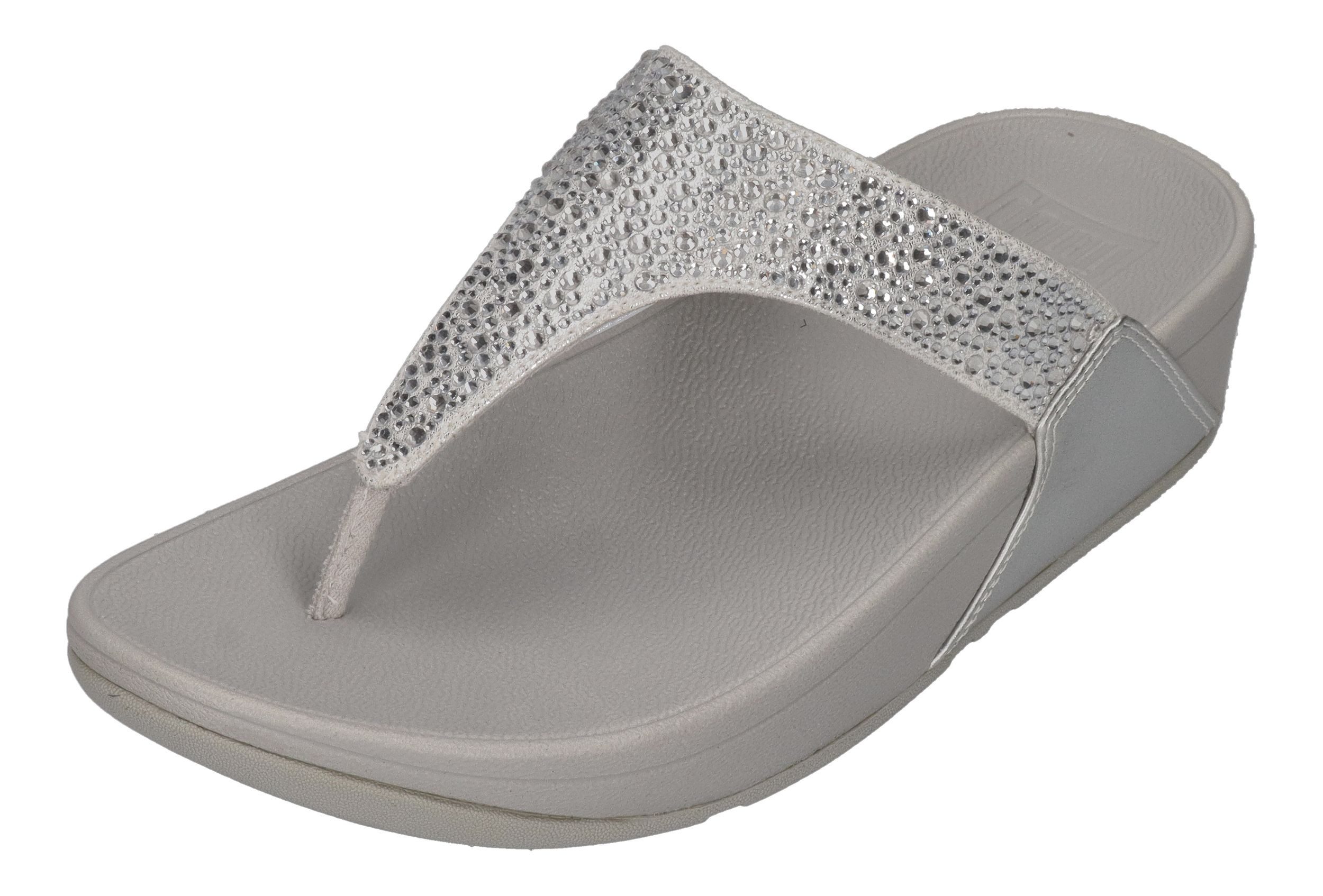 Fitflop LULU CRYSTAL-MIX TOE-POST Zehentrenner Silver günstig online kaufen