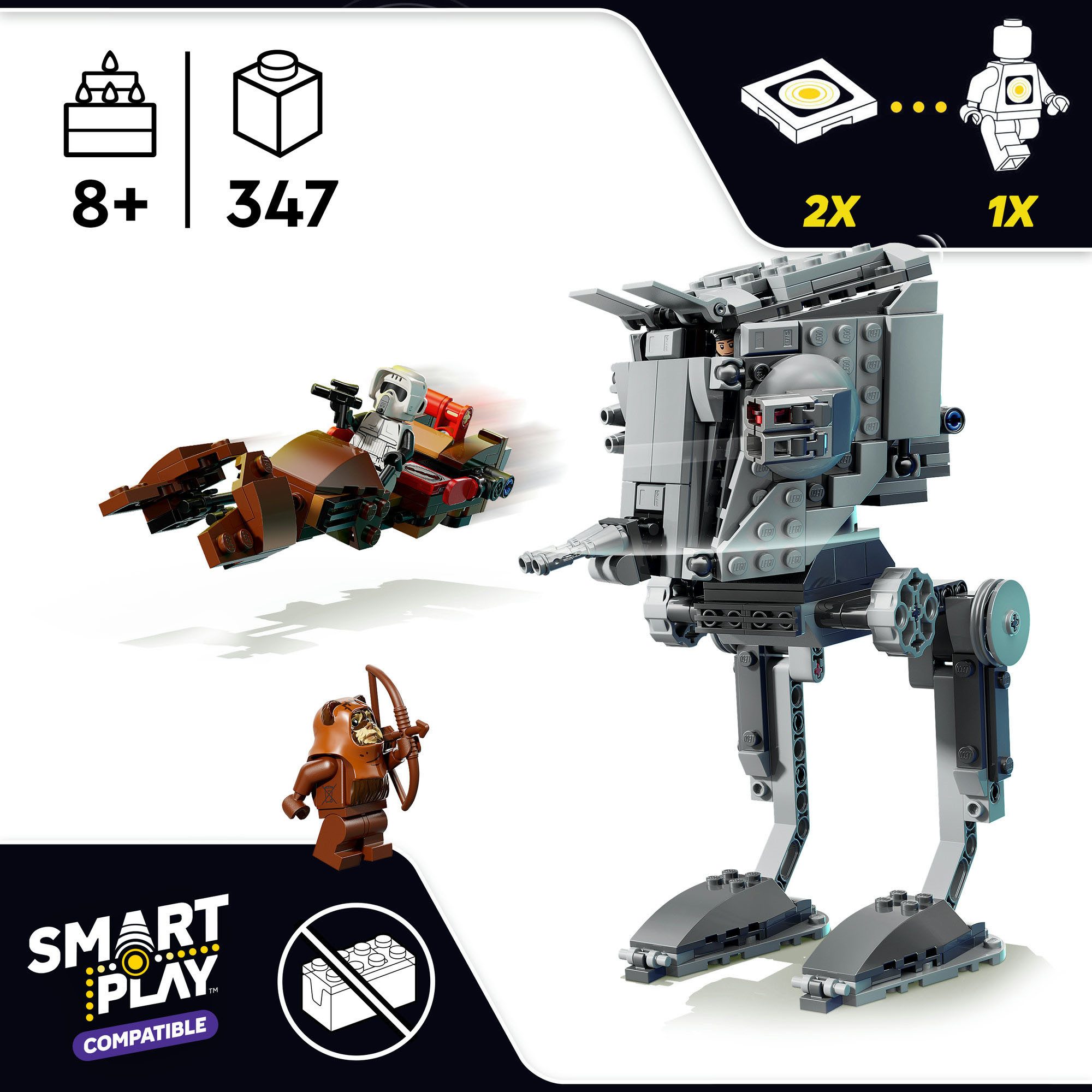 LEGO® SMART Play: AT-ST Angriff auf Endor (75424), LEGO Star Wars ™ Konstruktionsspielsteine, (347 St), Mit SMART Brick kombatibel (nicht im Lieferumfang enthalten)