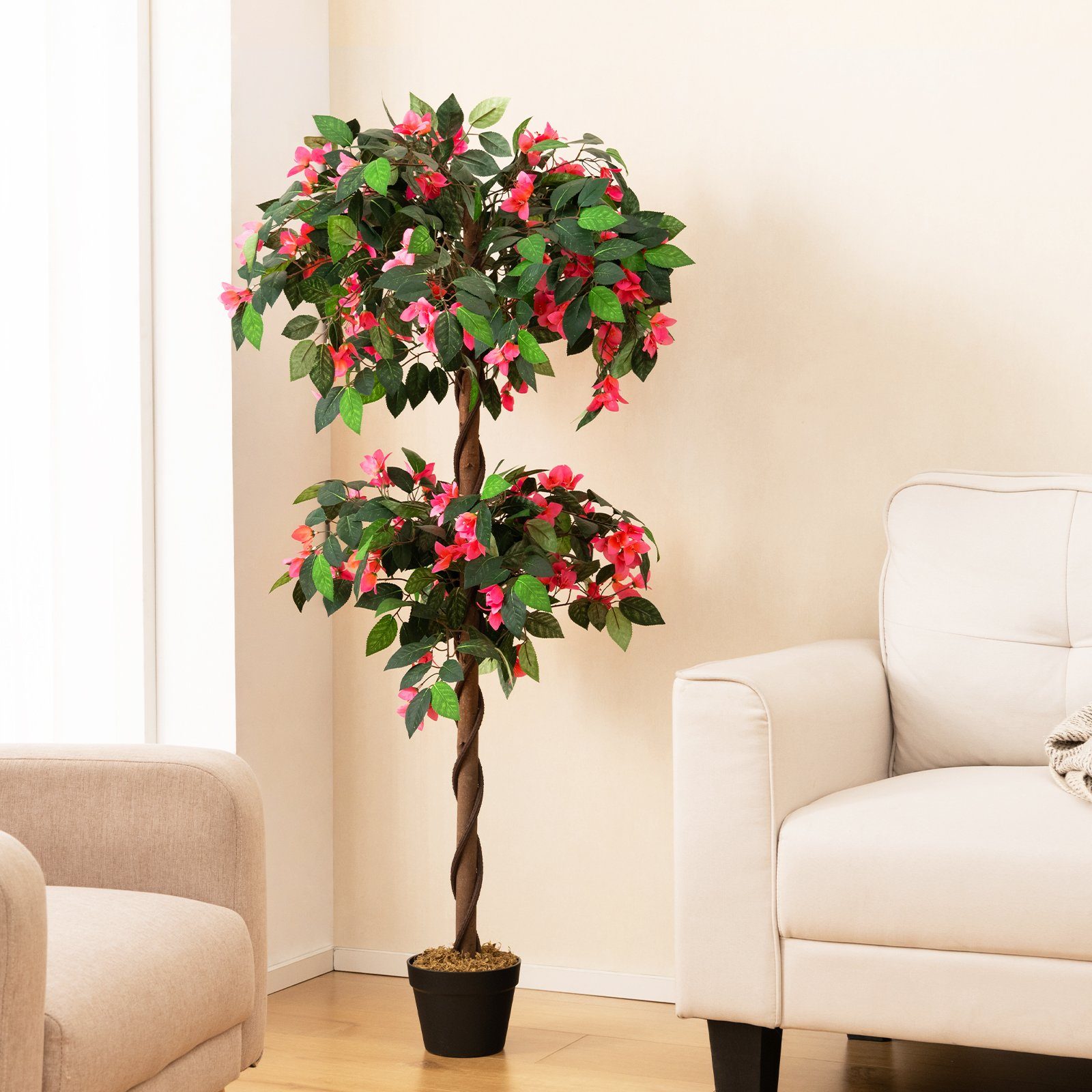 Kunstbaum, COSTWAY, Höhe 150 cm, mit 252 Blüten, natürlichen Blättern & Sta günstig online kaufen