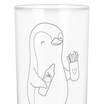 Mr. & Mrs. Panda Glas 400 ml Pinguin Pommes - Transparent - Geschenk, für Ehemann, Liebesge, Premium Glas, Magische Gravur