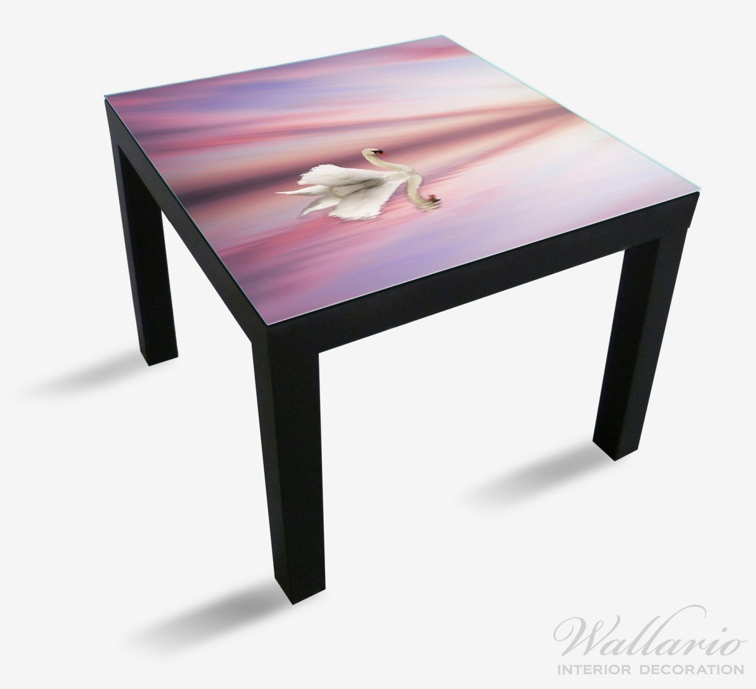 Lack Weißer Wallario rosafarbenen Tisch Tischplatte geeignet für See St), im (1 Ikea Schwan