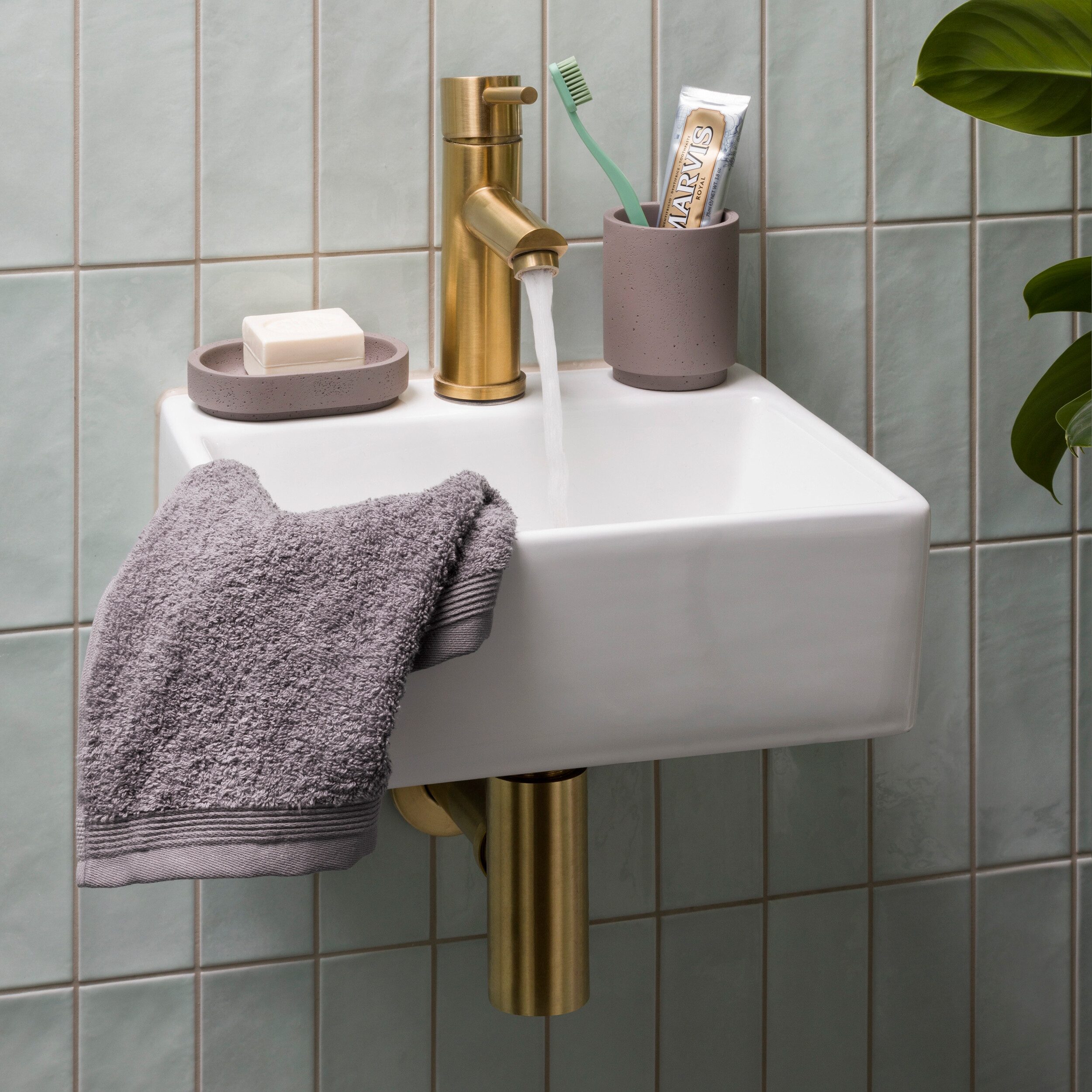 Möve WC-Garnitur Toilettenbürste Solid, Zement günstig online kaufen