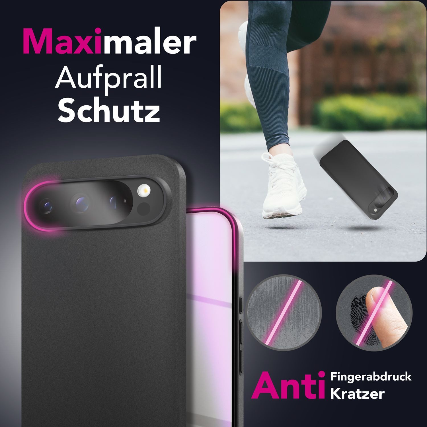 Nalia Smartphone-Hülle Google Pixel 9 Pro, Ultra Dünn 0,3mm / Mattiertes Finish / Anti-Fingerprint / Rutschfest