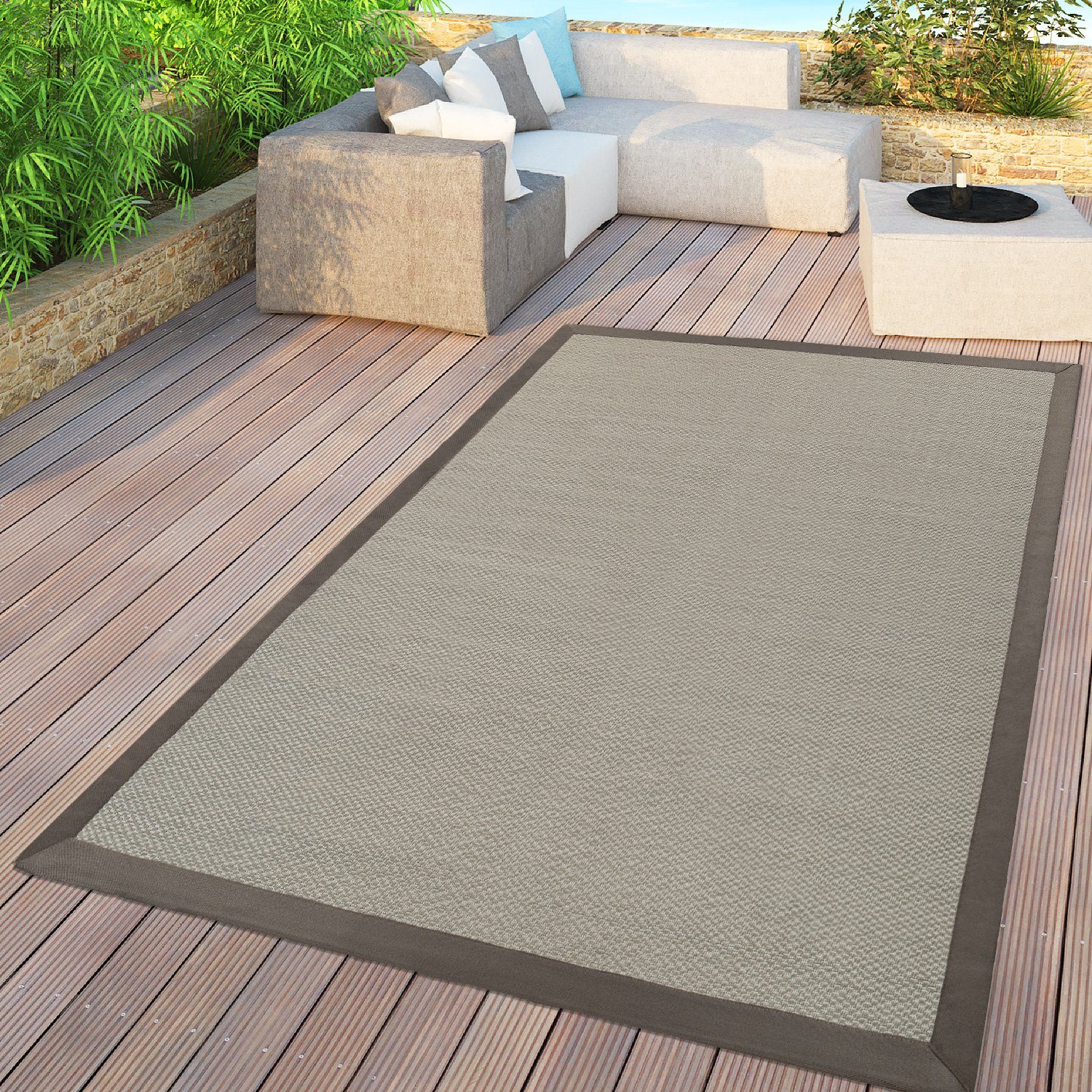 Outdoorteppich Flachgewebter In- & Outdoor Teppich Einfarbig, TT Home, rechteckig, Höhe: 8 mm