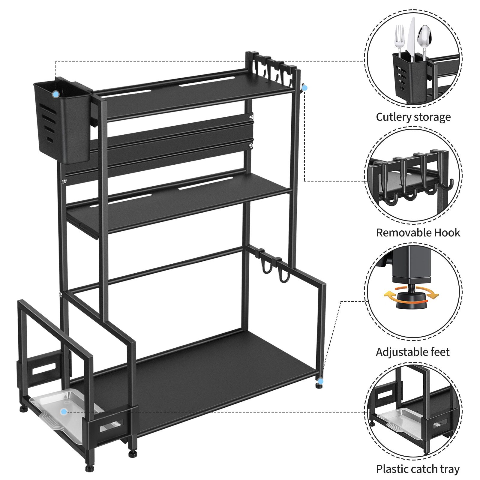 JEOBEST Gewürzregal Küche Gewürzhalter Gewürz Regal mit 3 Ebenen, Küchenreg günstig online kaufen