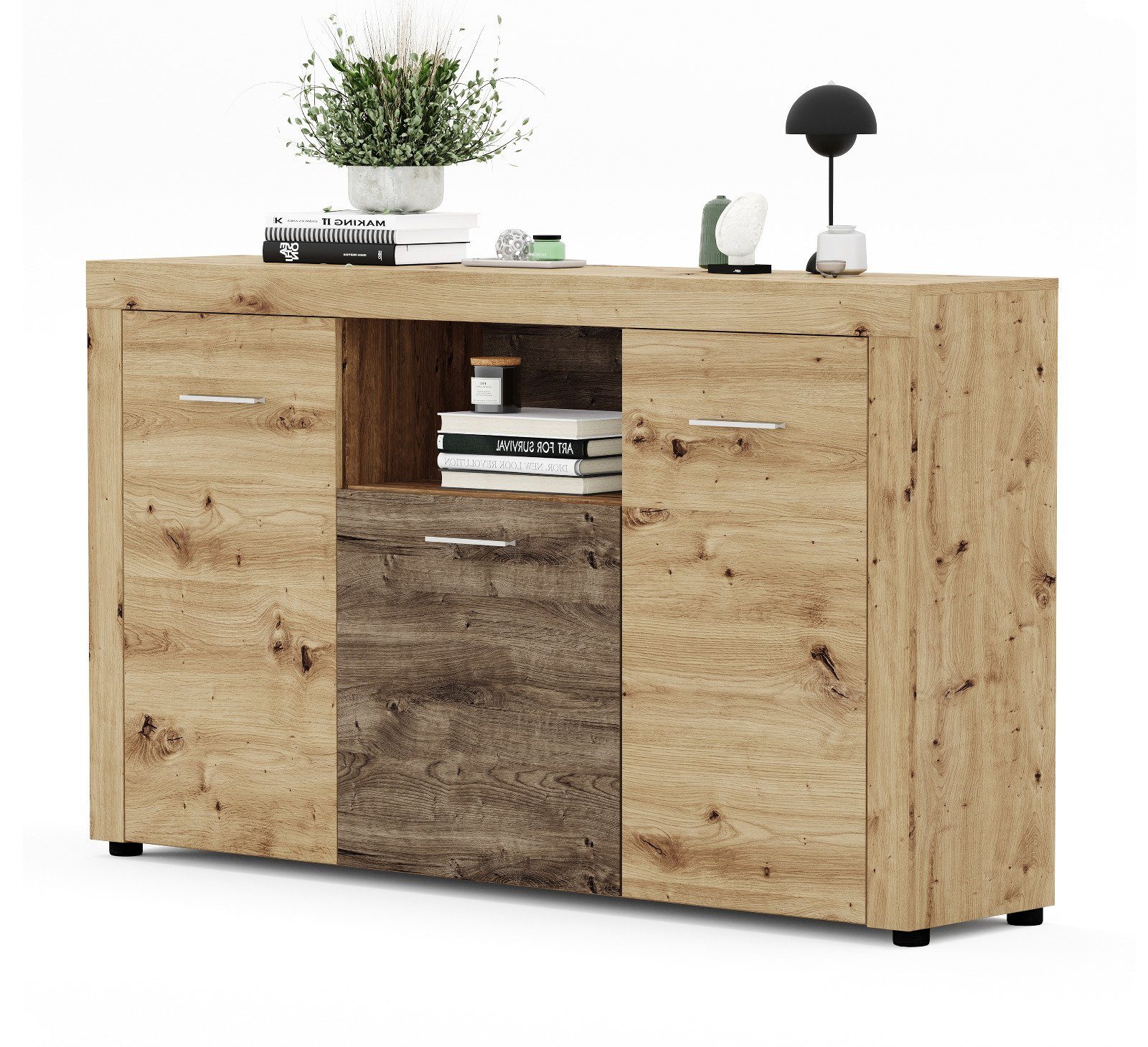 xonox.home Sideboard Fly (in Artisan Eiche, 152 x 89 cm), mit viel Stauraum