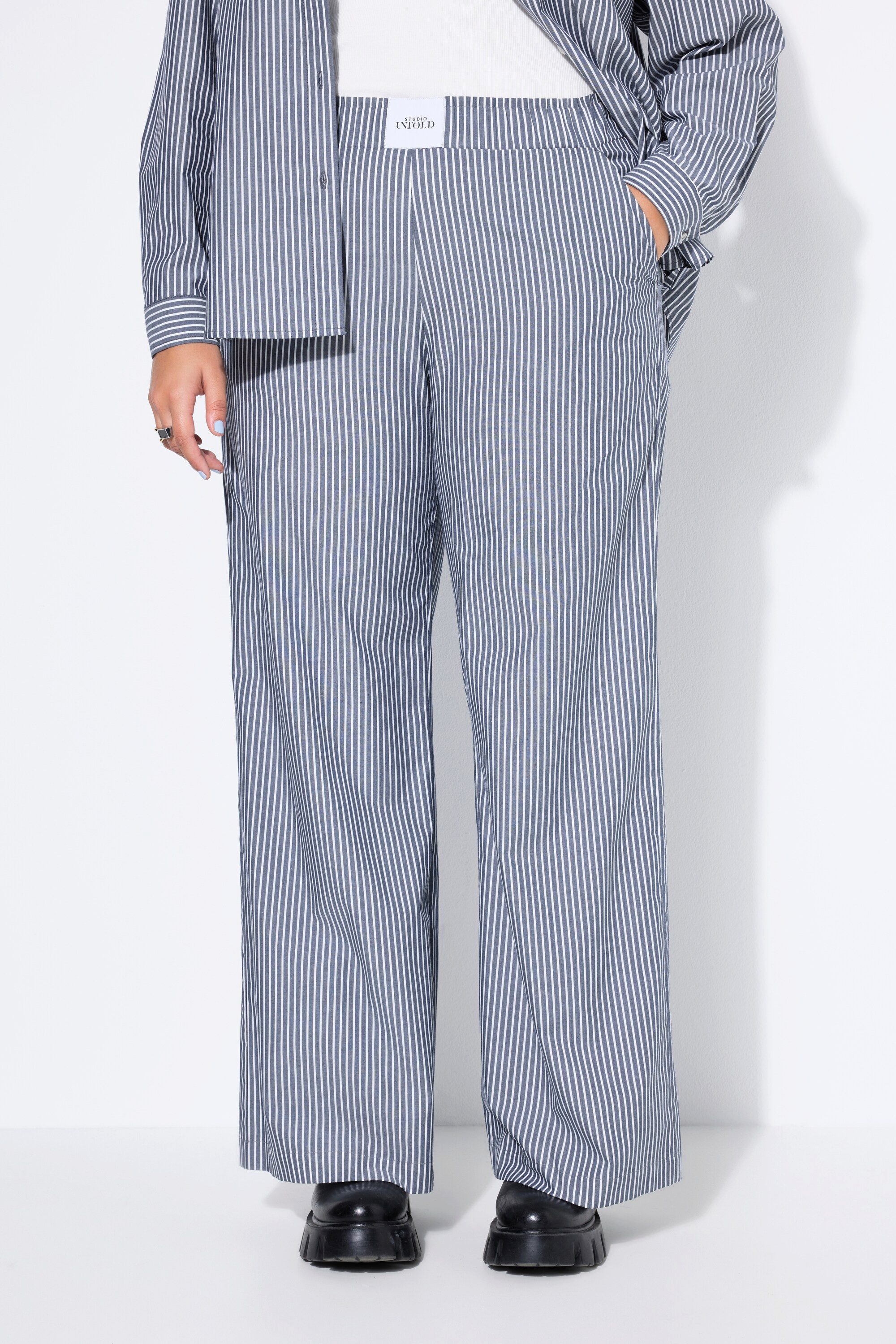 Studio Untold Schlupfhose Hose Wide Legs Streifen Patch Elastikbund günstig online kaufen