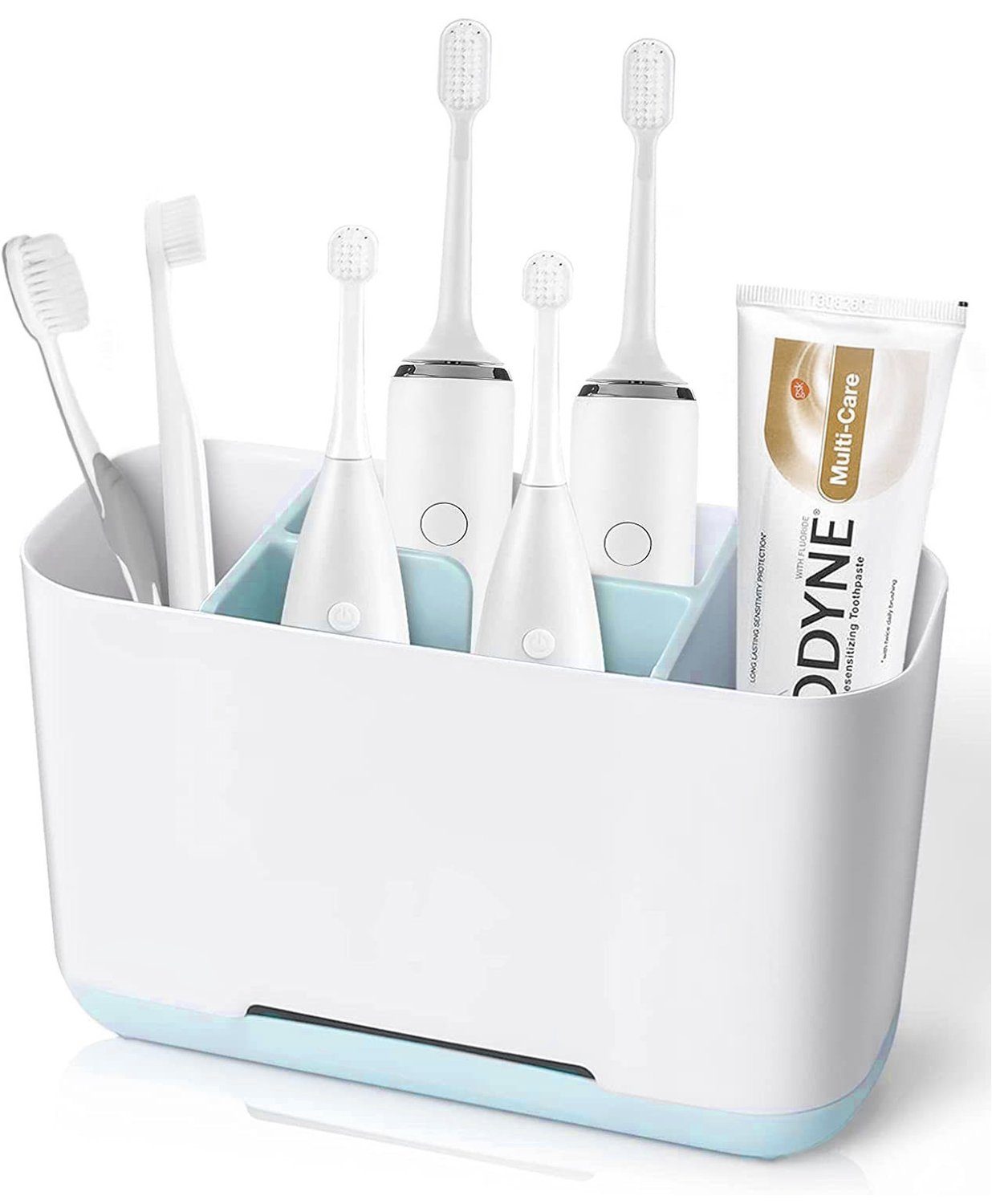 HYTIREBY Zahnbürstenhalter Zahnbürstenhalter Badezimmer Elektrischer Zahnbürstenständer, Einstellbarer Plastic Zahnbürsten Halter für Bad Waschbecken (Weiß)