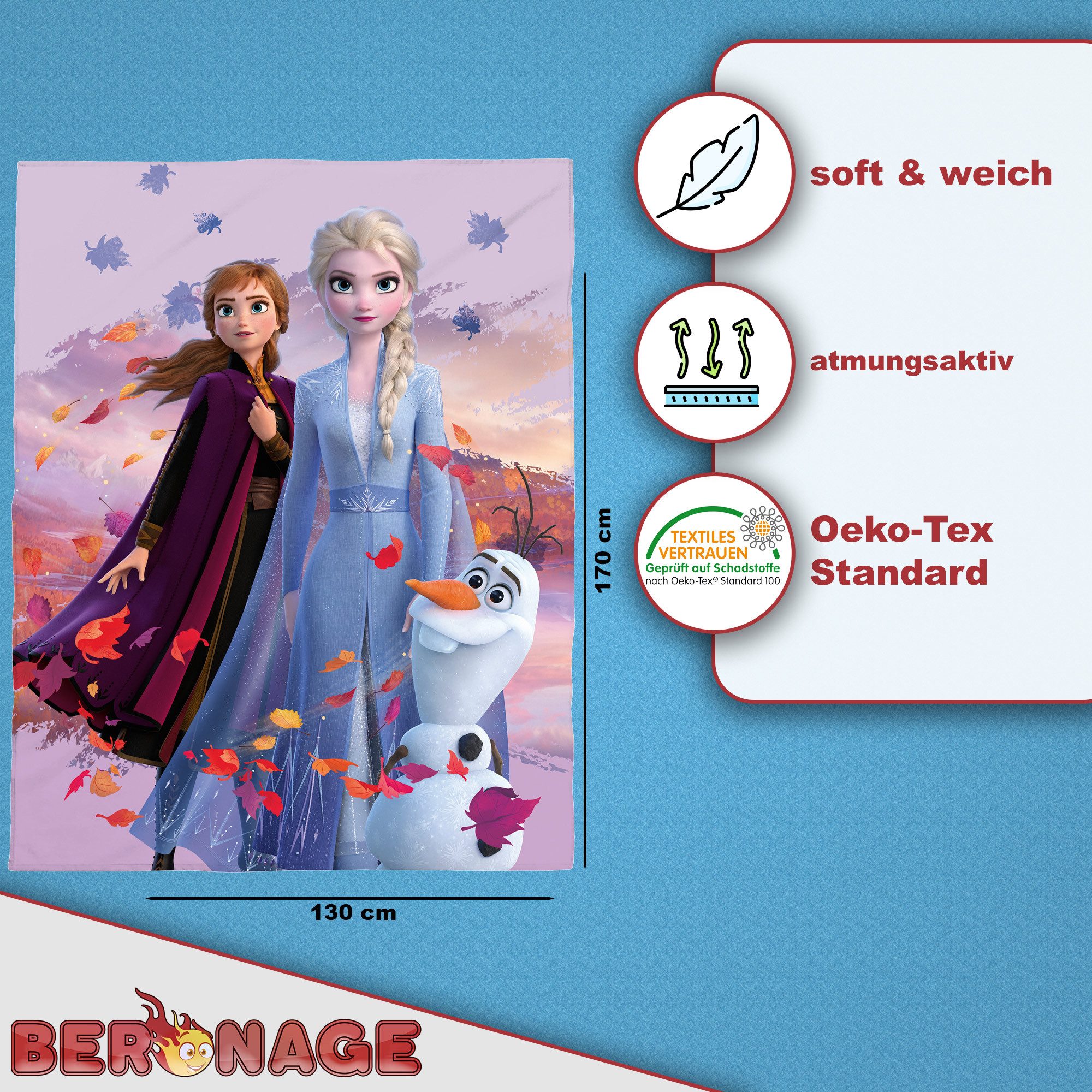 BERONAGE Tagesdecke Frozen Die Eiskönigin Decke Dreamteam 130x170 cm Kusche günstig online kaufen