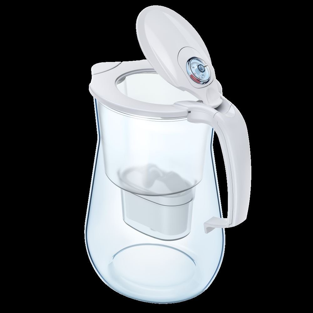 AQUAPHOR Wasserfilter Onyx weiß inkl. 1 MAXFOR+ Filter - Kanne aus Tritan, bruchsicher, Zubehör für Filterkartuschen MAXFOR+, MAXFOR+ H hartes Wasser, MAXFOR+ Mg. Magnesium, Reduziert Kalk, Chlor, Schwermetalle & weiteren Stoffen
