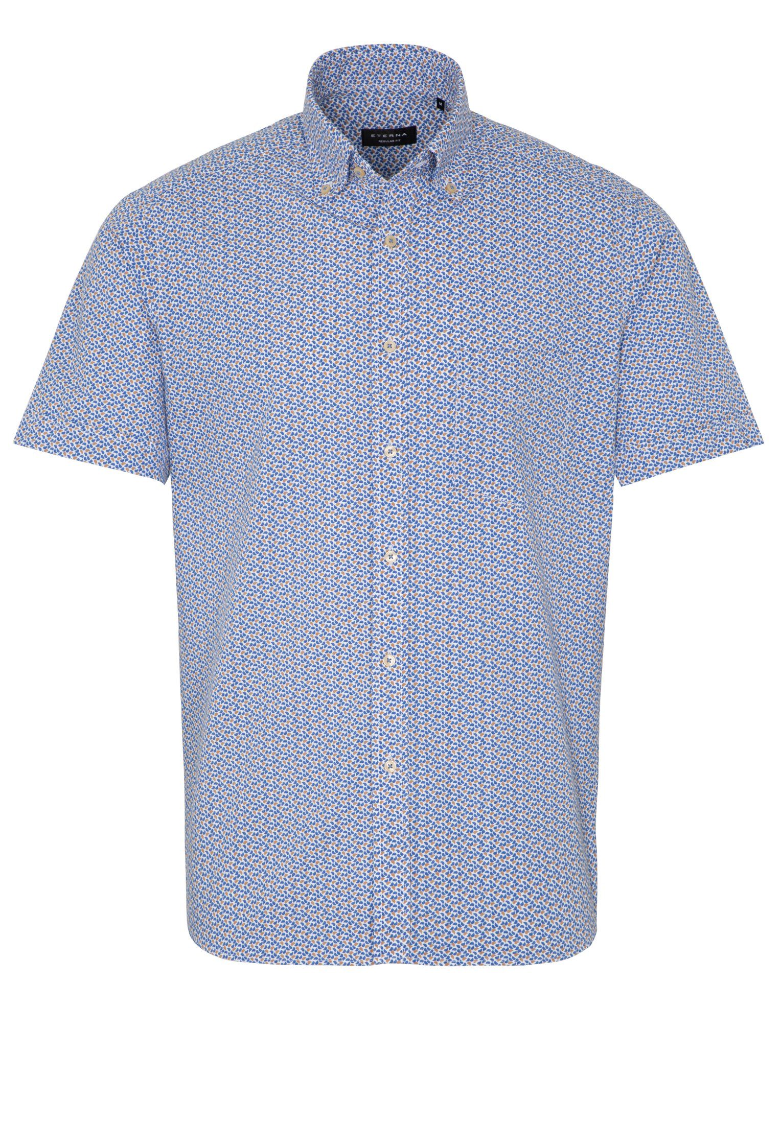 Klassische Bluse ETERNA REGULAR FIT Kurzarm Hemd punkte blau seersucker 2481-14-WS8B