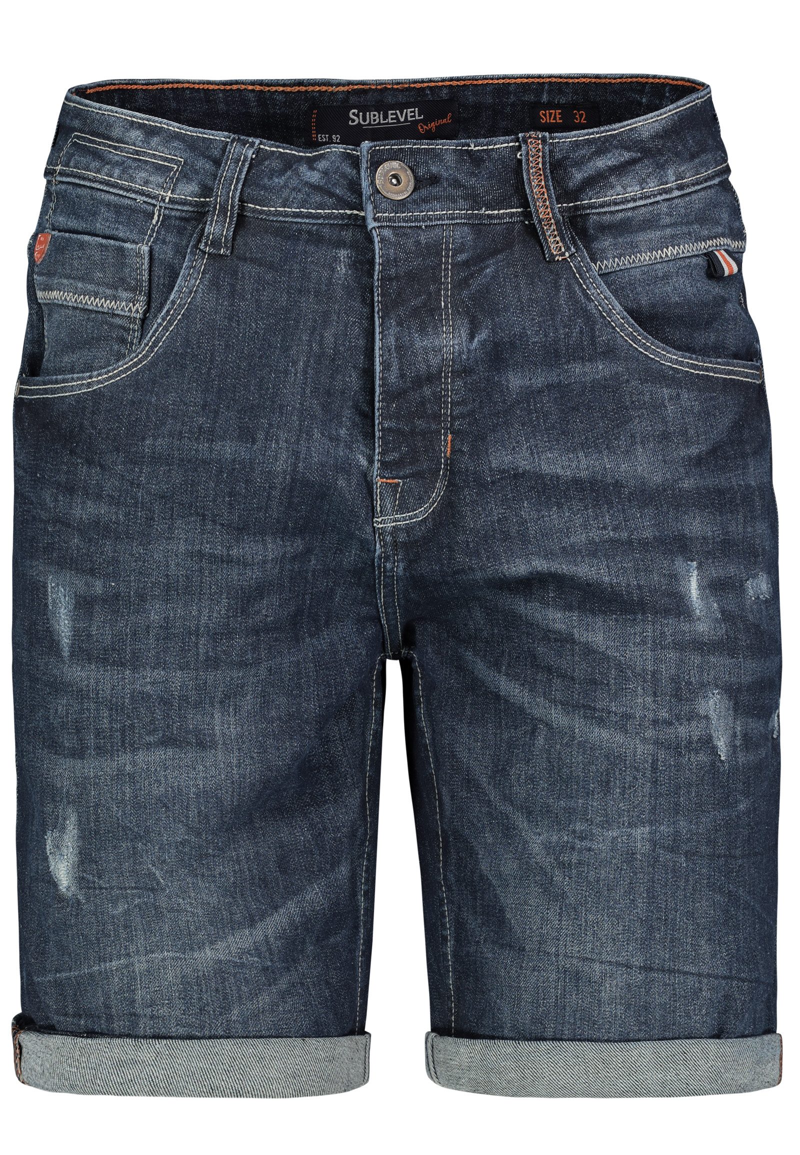 SUBLEVEL Jeansshorts Used Look Five Pocket Basic Sommer Klassischer Stil (1-tlg) H85047T62108_Shorts