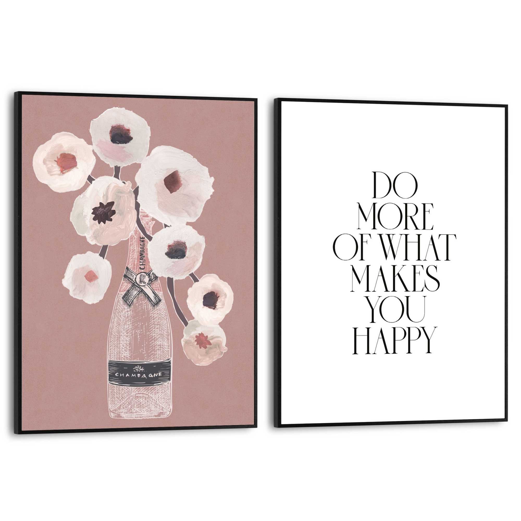 Reinders! Poster Happiness Flowers, Wohnzimmer - Blumen - Pfingstrosen - Braun - MDF - Abstrakt - 30x40 cm