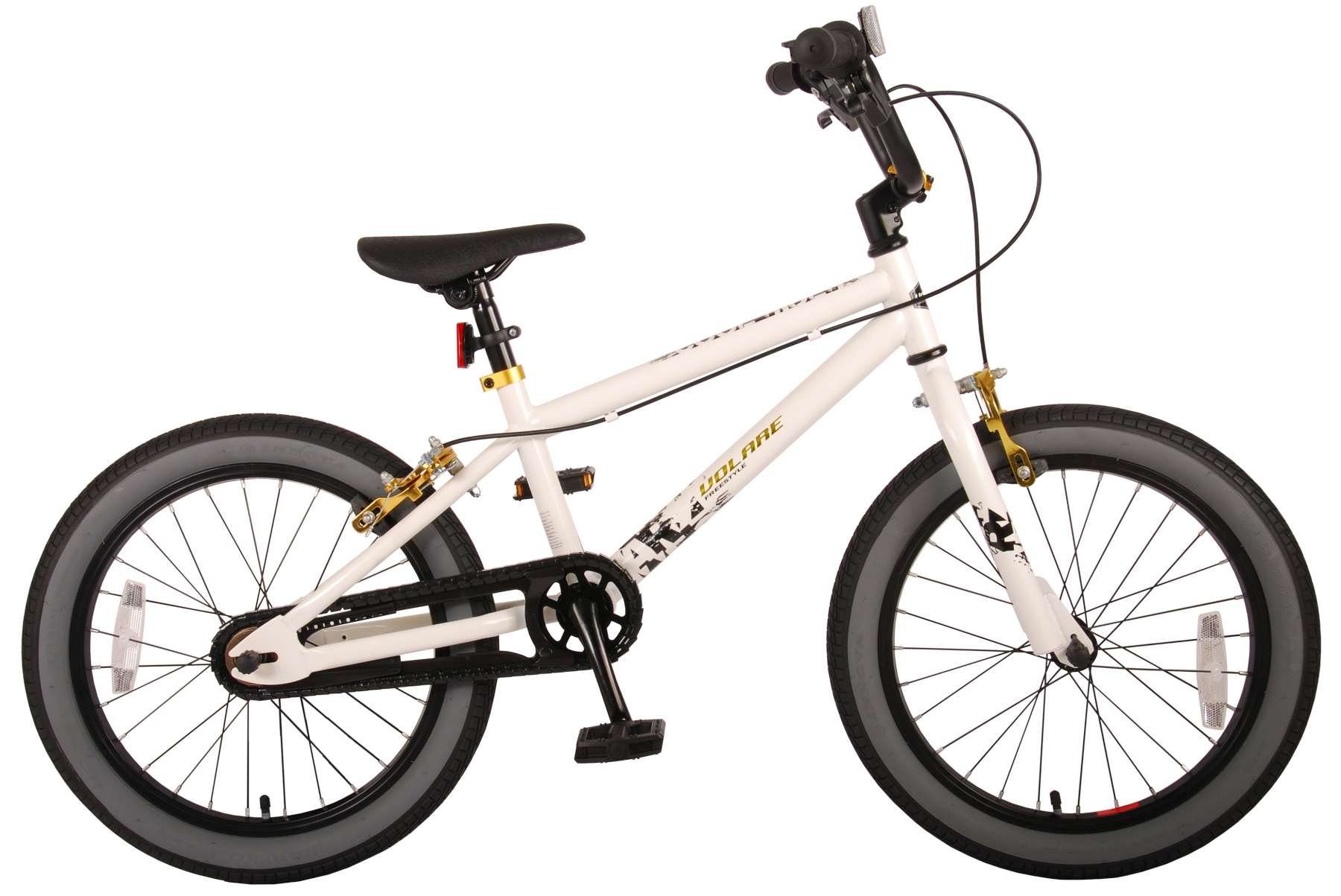 LeNoSa Kinderfahrrad BMX Cross-bike • Jungen Fahrrad 18 Zoll • weiß / blau • Alter: 4 - 7, 1 Gang, zwei Handbremsen