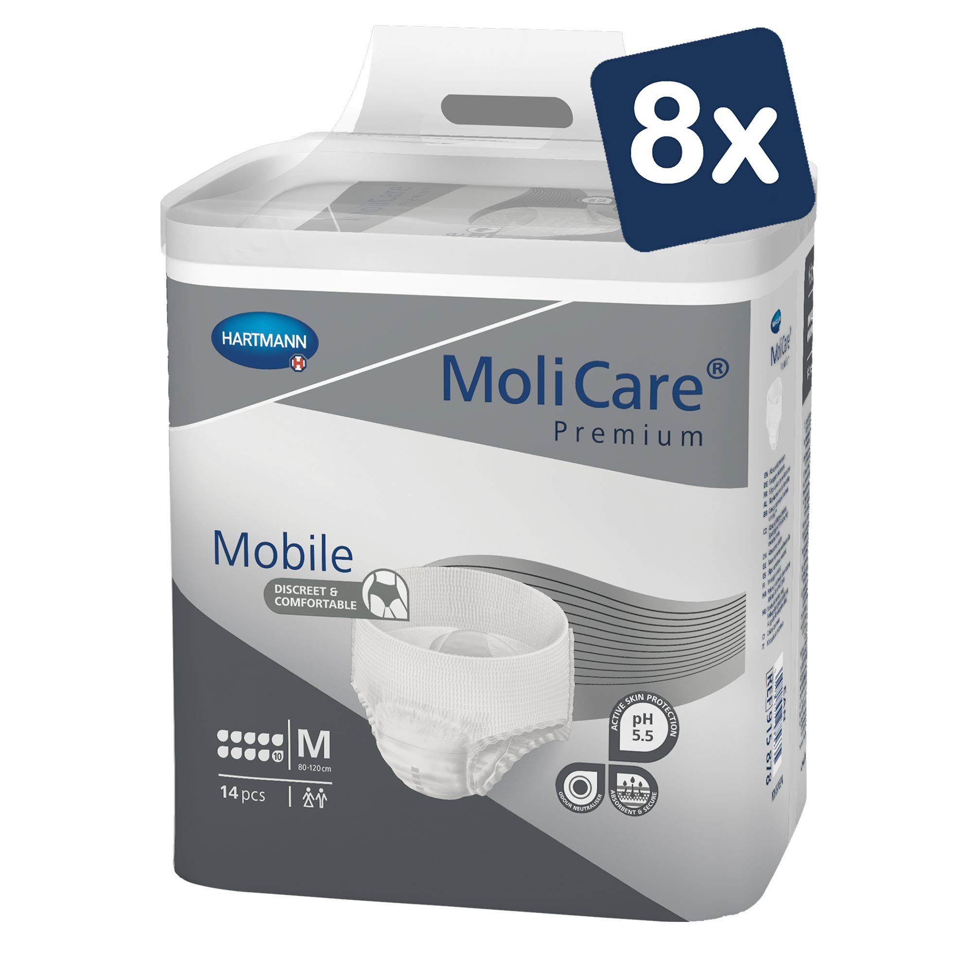 Molicare Inkontinenzslip Premium Mobile Einweghosen: Für Frauen und Männer  10 Tropfen, Größe M, 14 Stück (8x14)