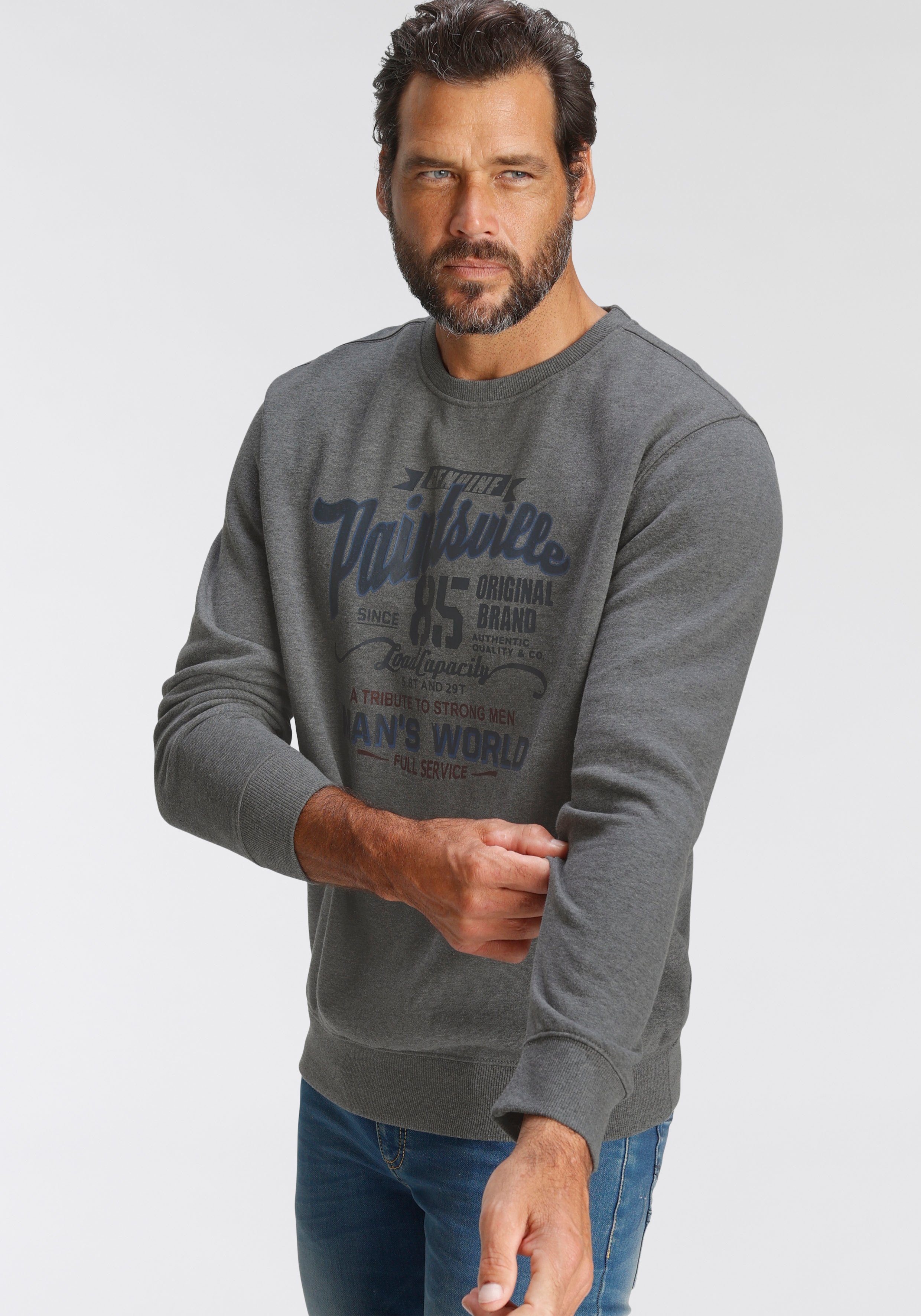 Man's World Sweatshirt Langarm, lässiger Print, Rundhals, aus Baumwollmischung