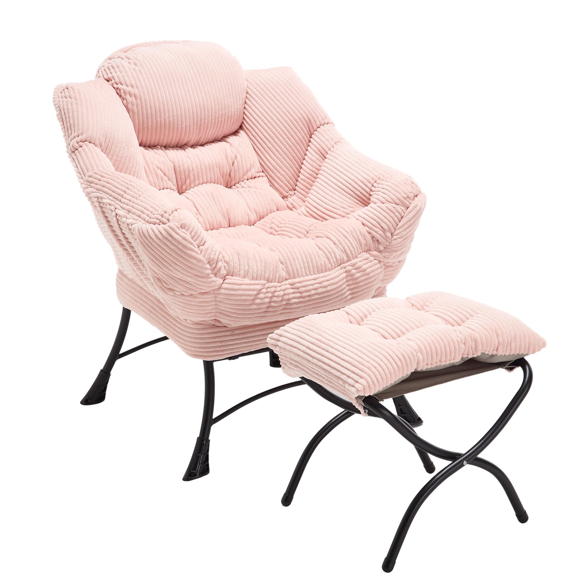 i@home Relaxsessel mit Hocker (Relaxsessel inkl. Hocker), mit Armlehnen und einer Seitentasche, grau
