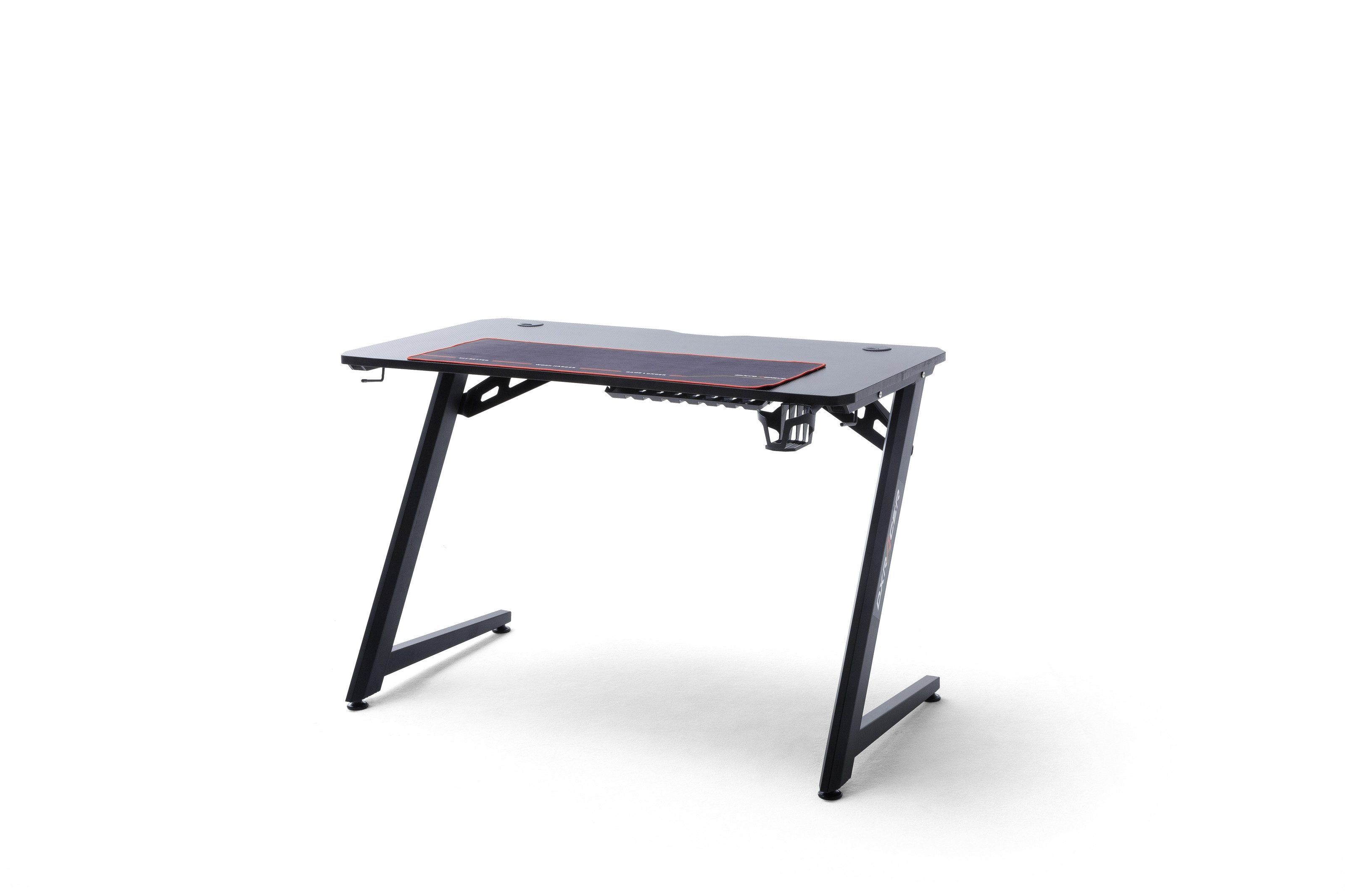 Gamingtisch in schwarz, Holzwerkstoff/ Metall - 111x75x80cm (BxHxT)