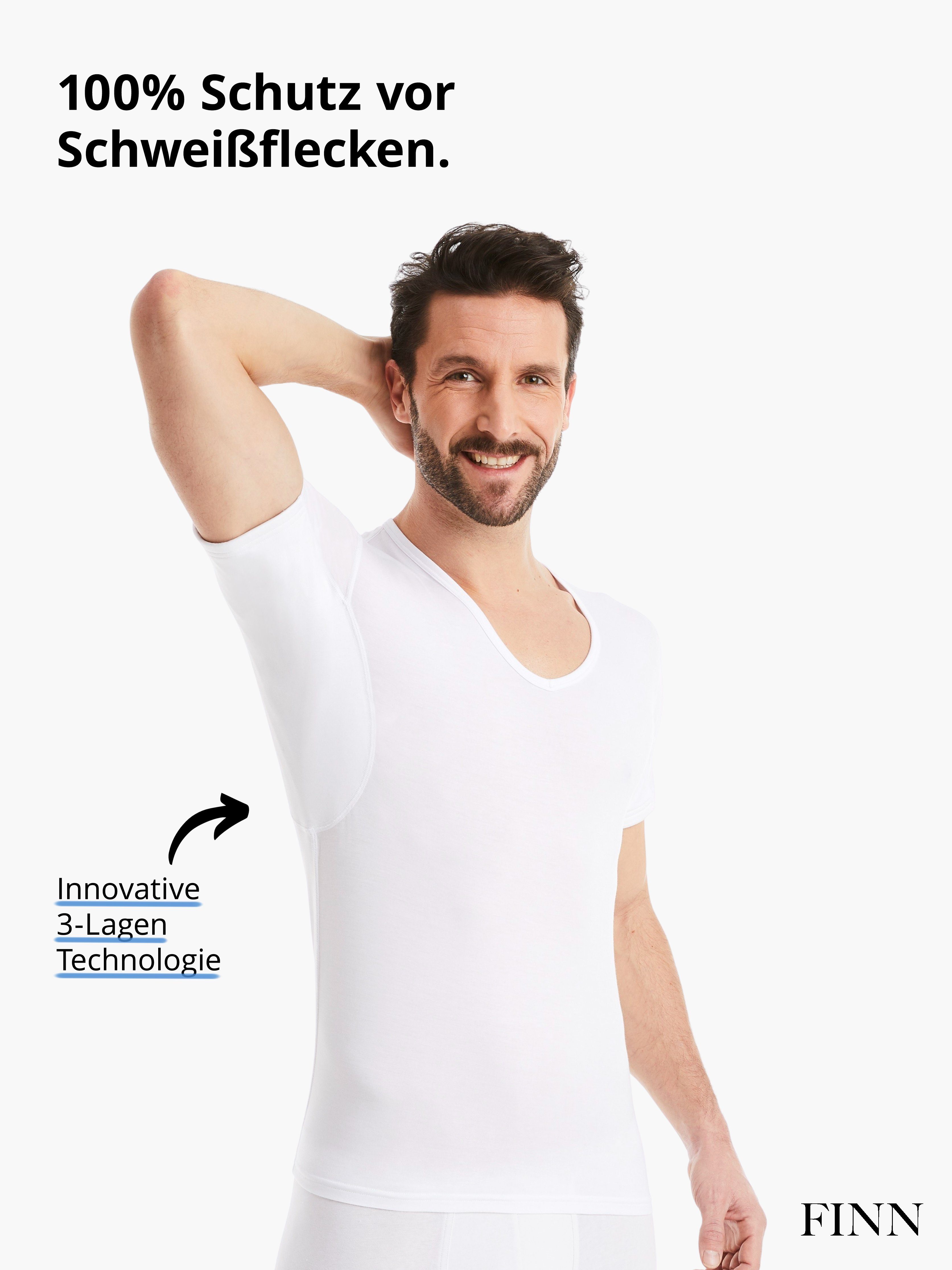 FINN Design Unterhemd Anti-Schweiß Unterhemd Herren 100% Schutz vor  Schweißflecken, garantierte Wirkung