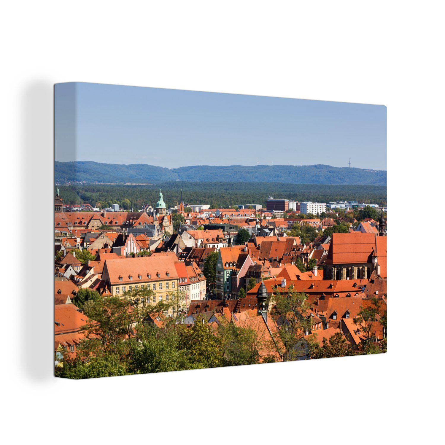 OneMillionCanvasses® Leinwandbild Blick auf das historische Zentrum von Bamberg, (1 St), Wandbild Leinwandbilder, Aufhängefertig, Wanddeko, 30x20 cm