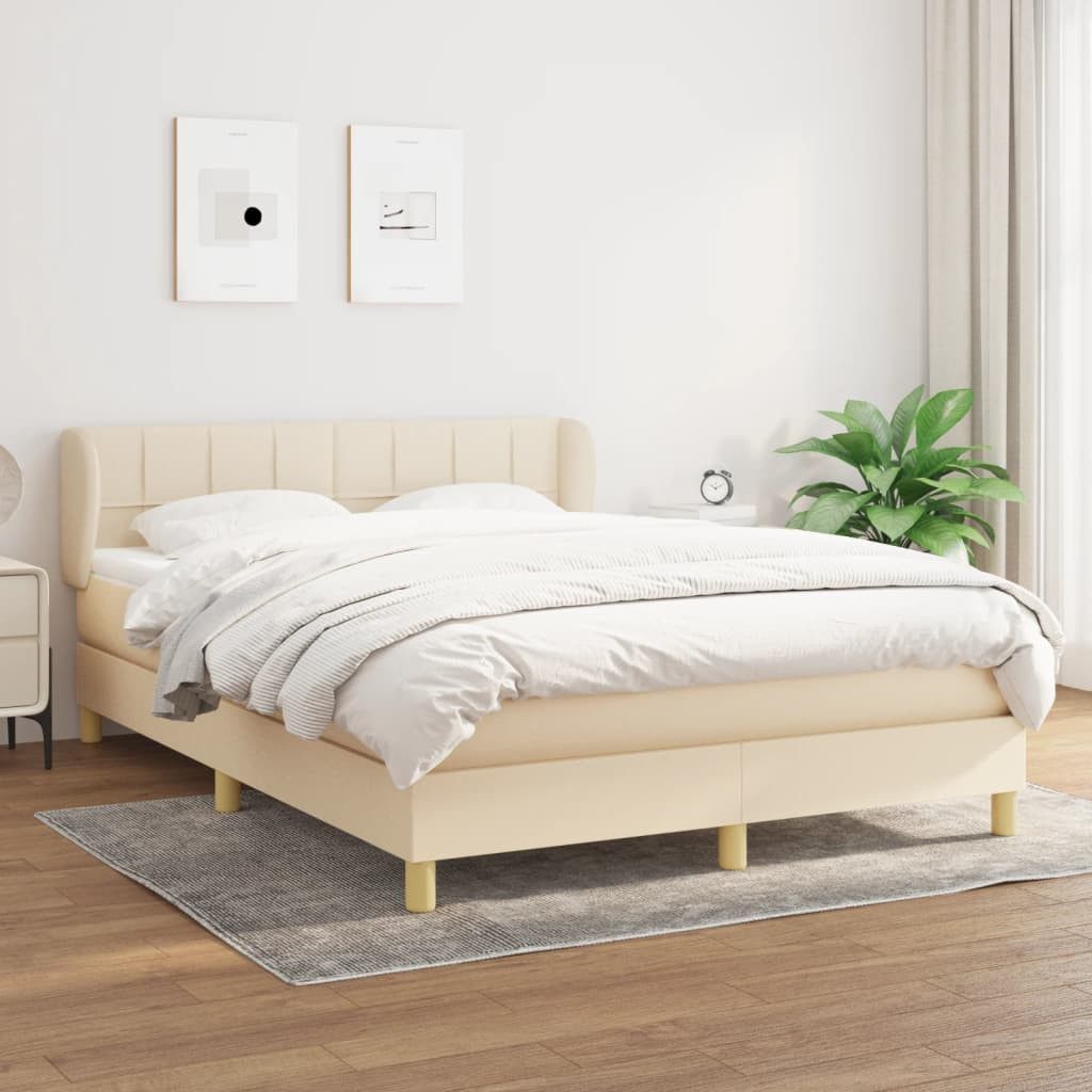 Bett Boxspringbett Creme 203x147x78/88 cm mit Matratze und Auflage