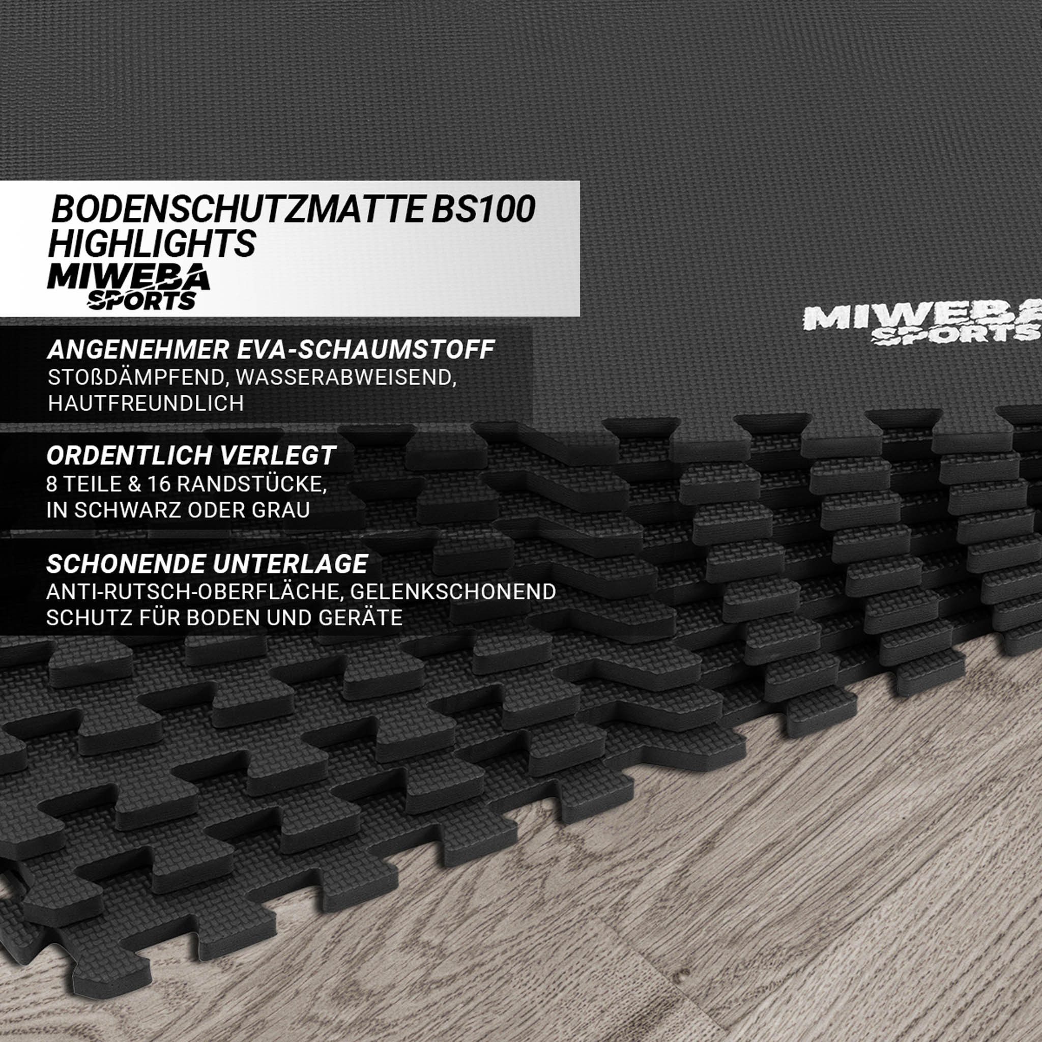 Miweba Sports Bodenschutzmatte BS100 - BS50 Puzzlematte - Premium Trainings günstig online kaufen