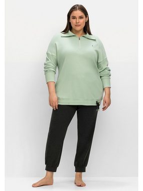 Sheego Sweatshirt Große Größen mit Troyerkragen