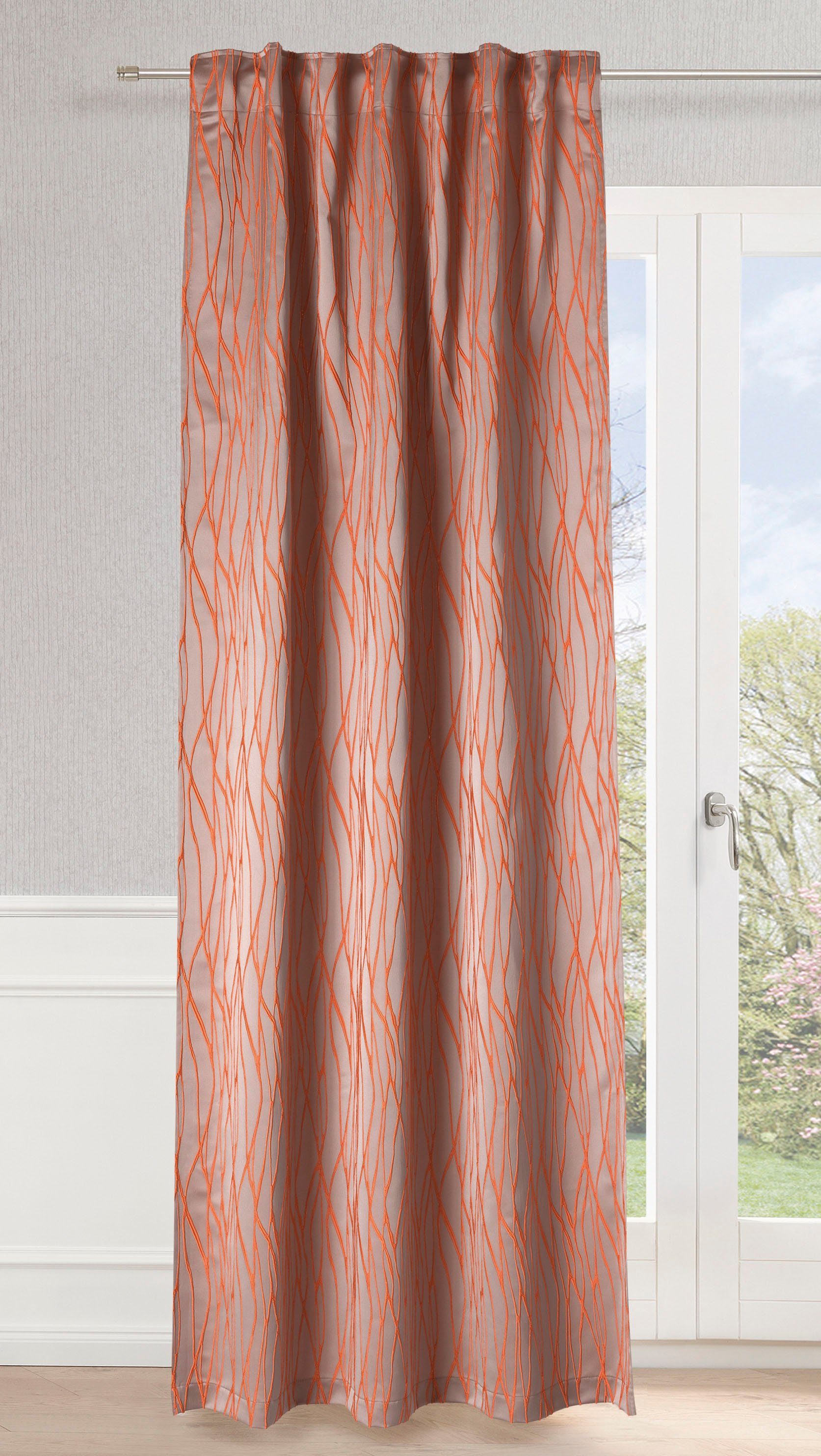 Vorhang Serenade, Neutex for you!, mit Multifunktionsband Schal Schlaufen verdeckten (1 St), orange Jacquard, blickdicht