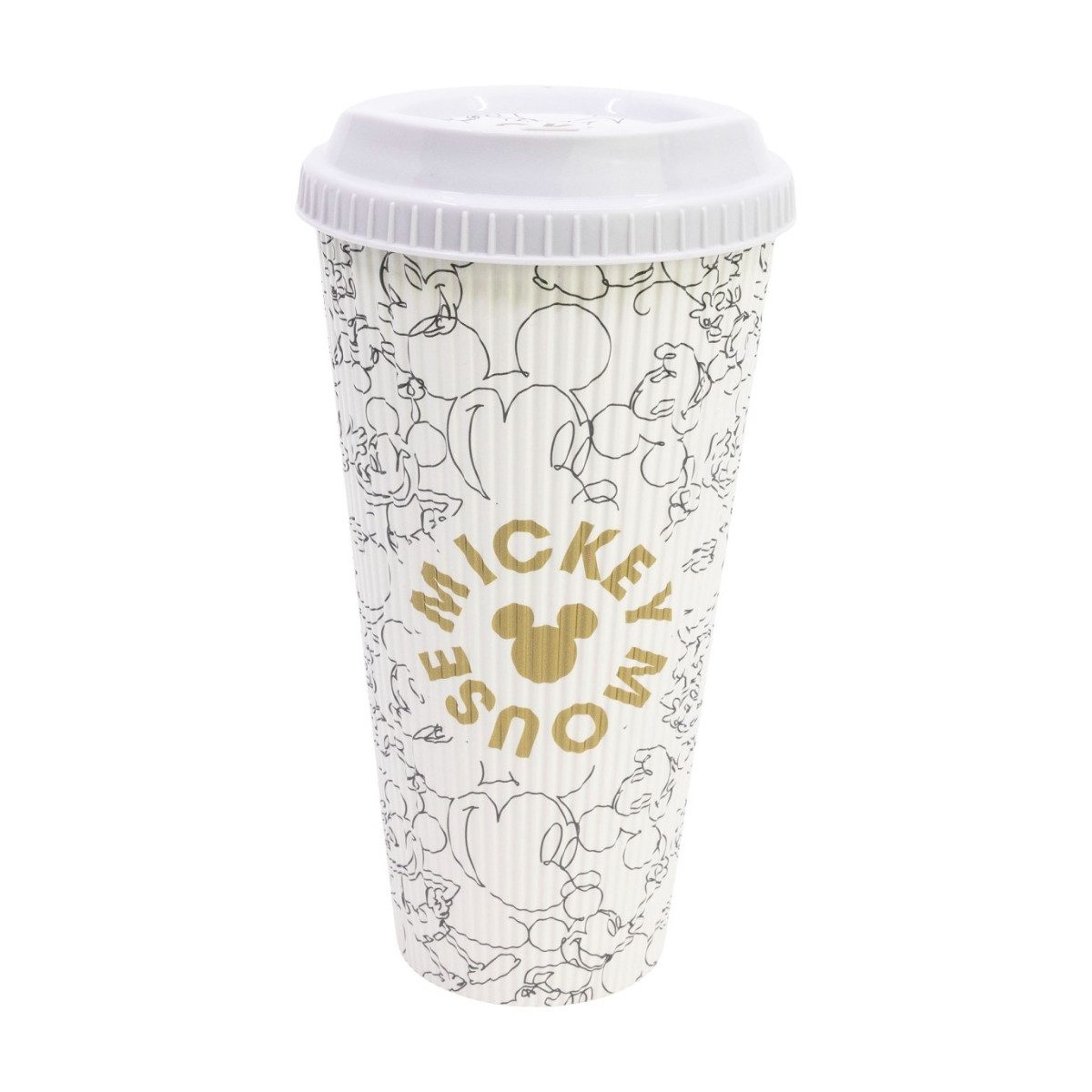 Disney Mickey Mouse Mehrwegbecher Trinkbecher 790 ml mit strukturierter Oberfläche und Deckel, (Set, Set)