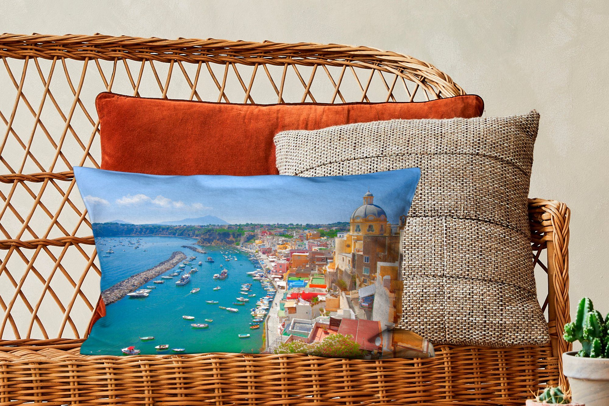 Meer - Haus Neapel, mit Schlafzimmer Dekokissen Wohzimmer Boot Zierkissen, Füllung, Dekoration, MuchoWow Dekokissen - -
